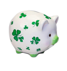 DECOR ROLLY-POLLY PIGGY BANK with SHAMROCKS
