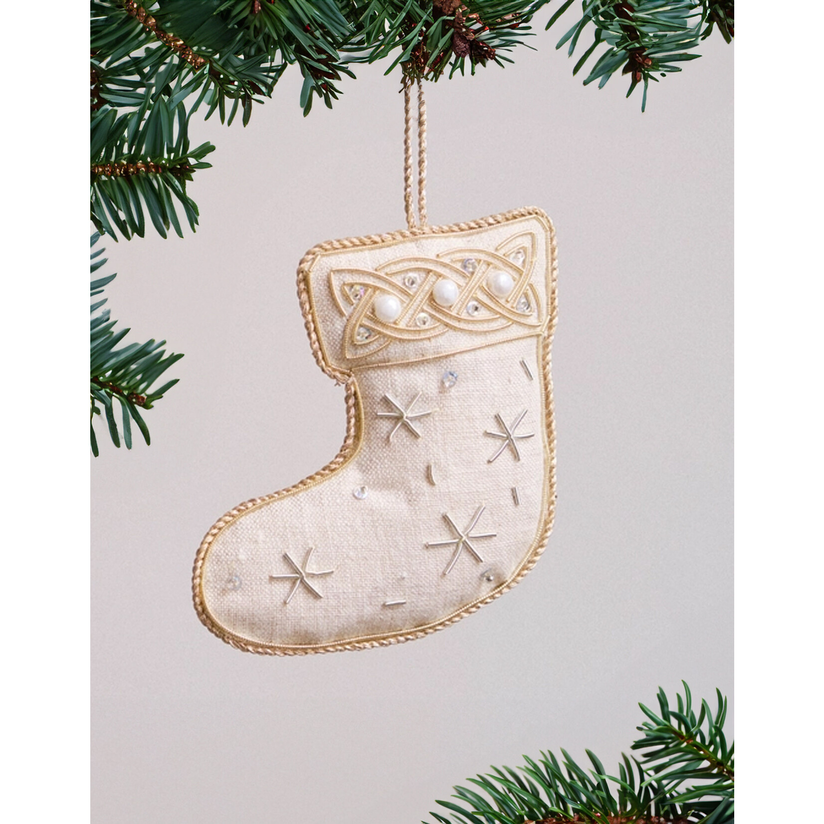 ORNAMENTS IRISH LINEN ORNAMENT - Celtic Stocking