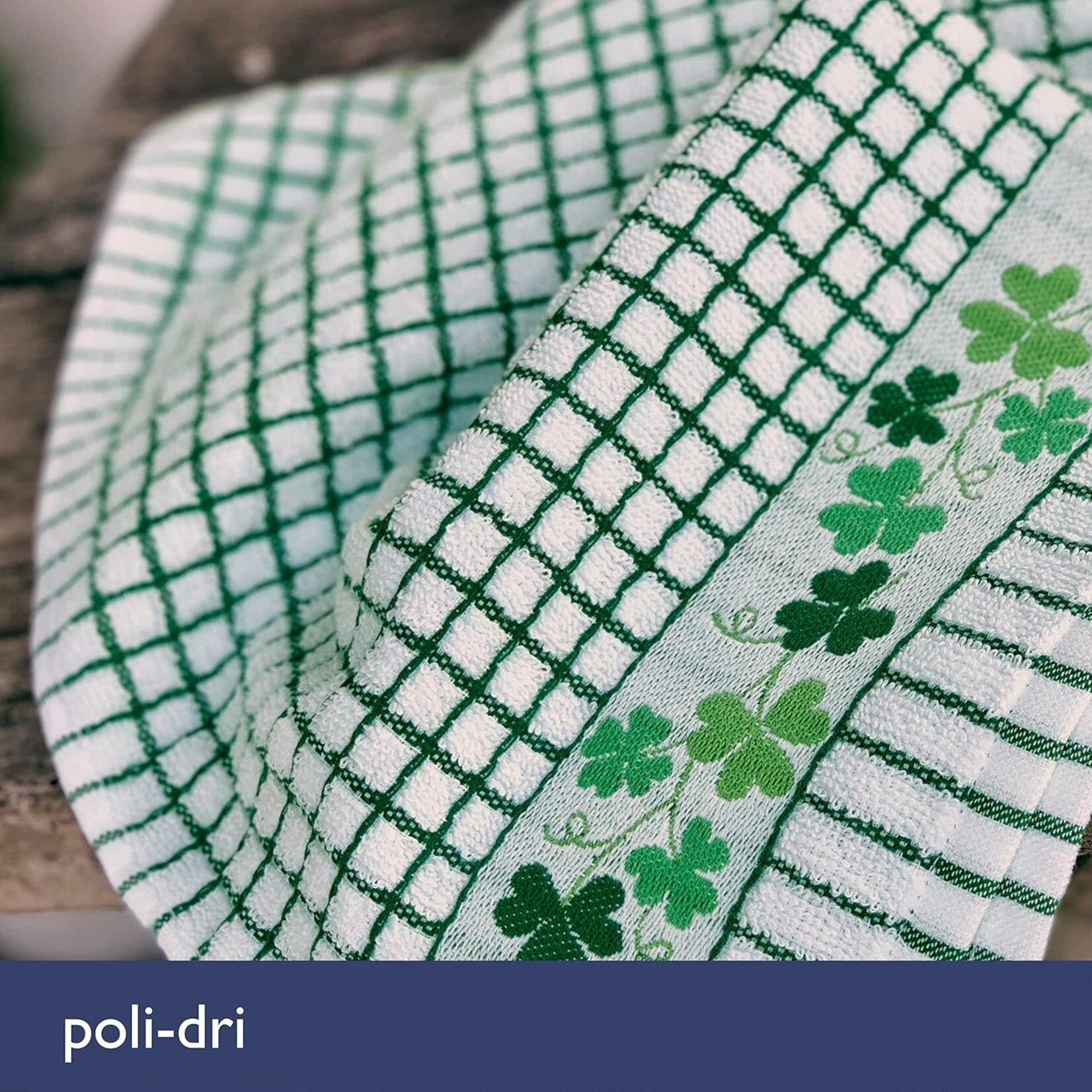 KITCHEN & ACCESSORIES POLI-DRI JACQUARD TOWEL with SHAMROCKS