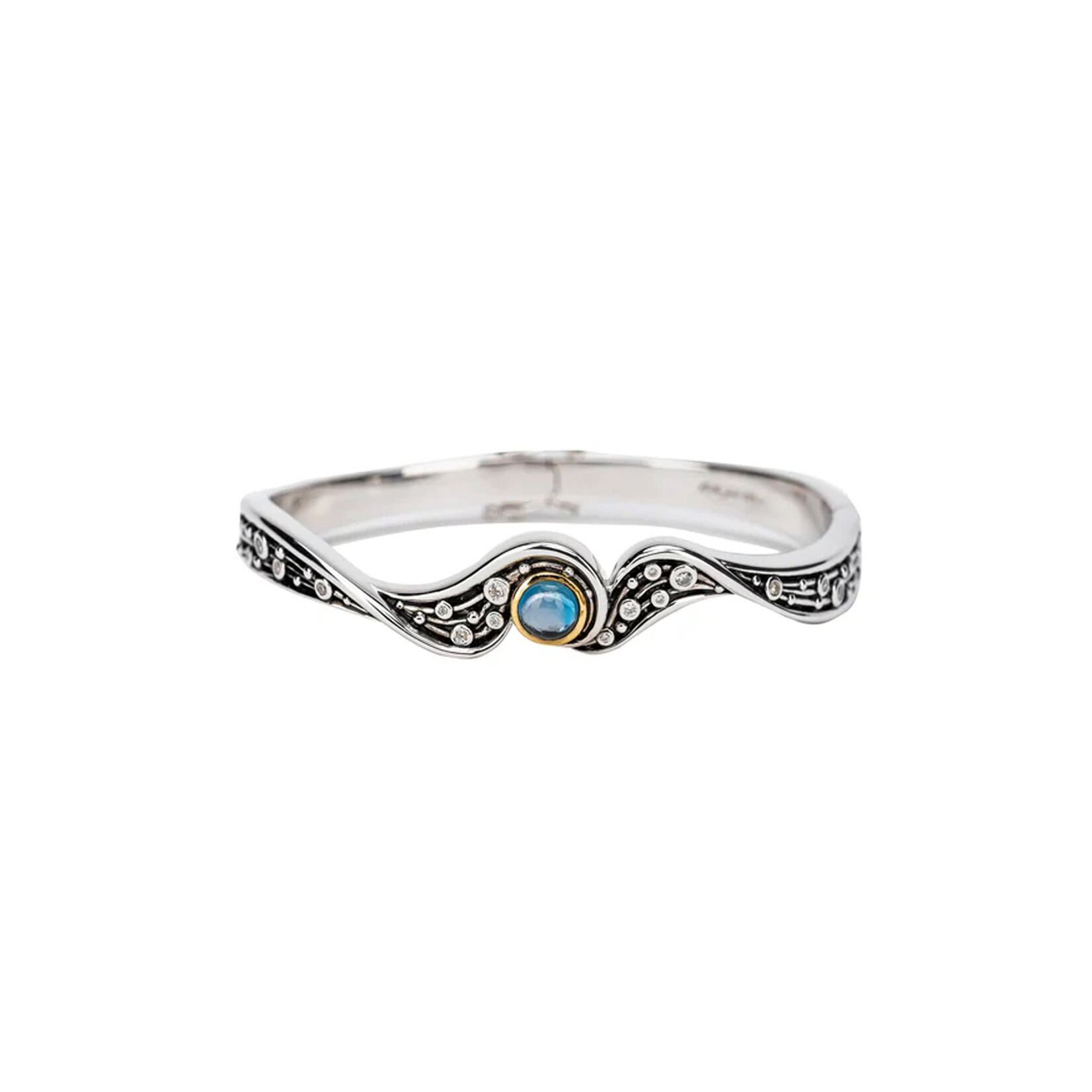 BRACELETS & BANGLES KEITH JACK STERLING/10K CELESTIAL BANGLE w LONDON BLUE TOPAZ