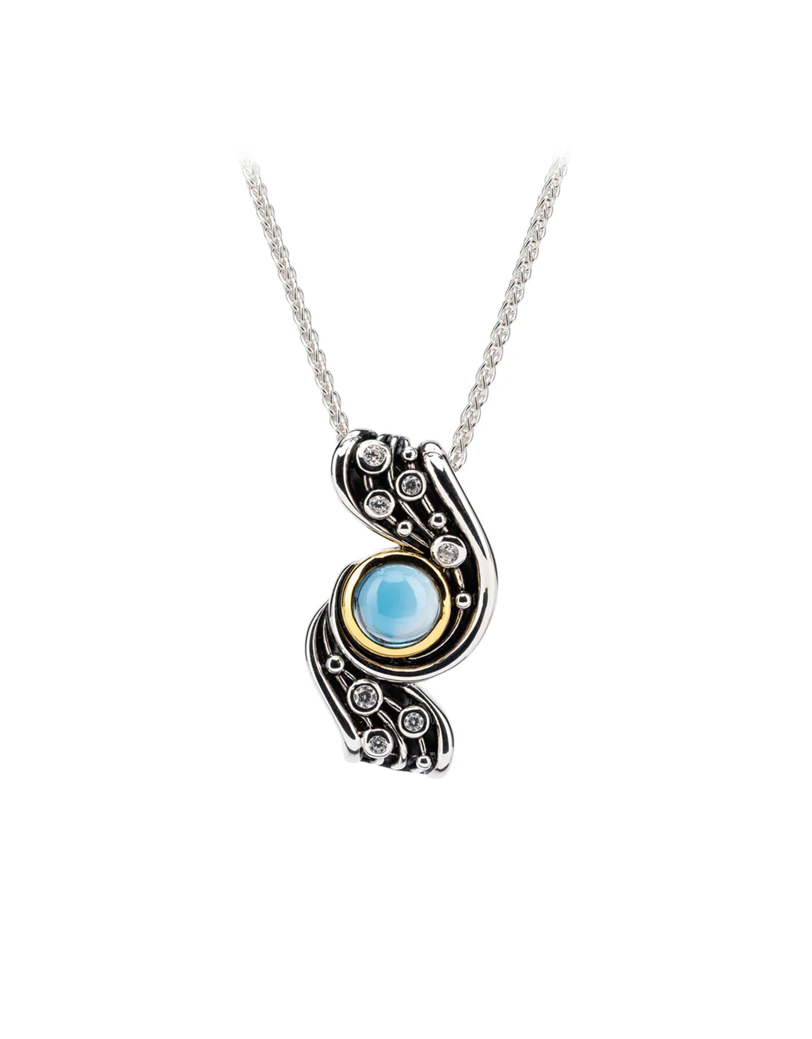 PENDANTS & NECKLACES KEITH JACK STERLING/10K CELESTIAL PENDANT w LONDON BLUE TOPAZ