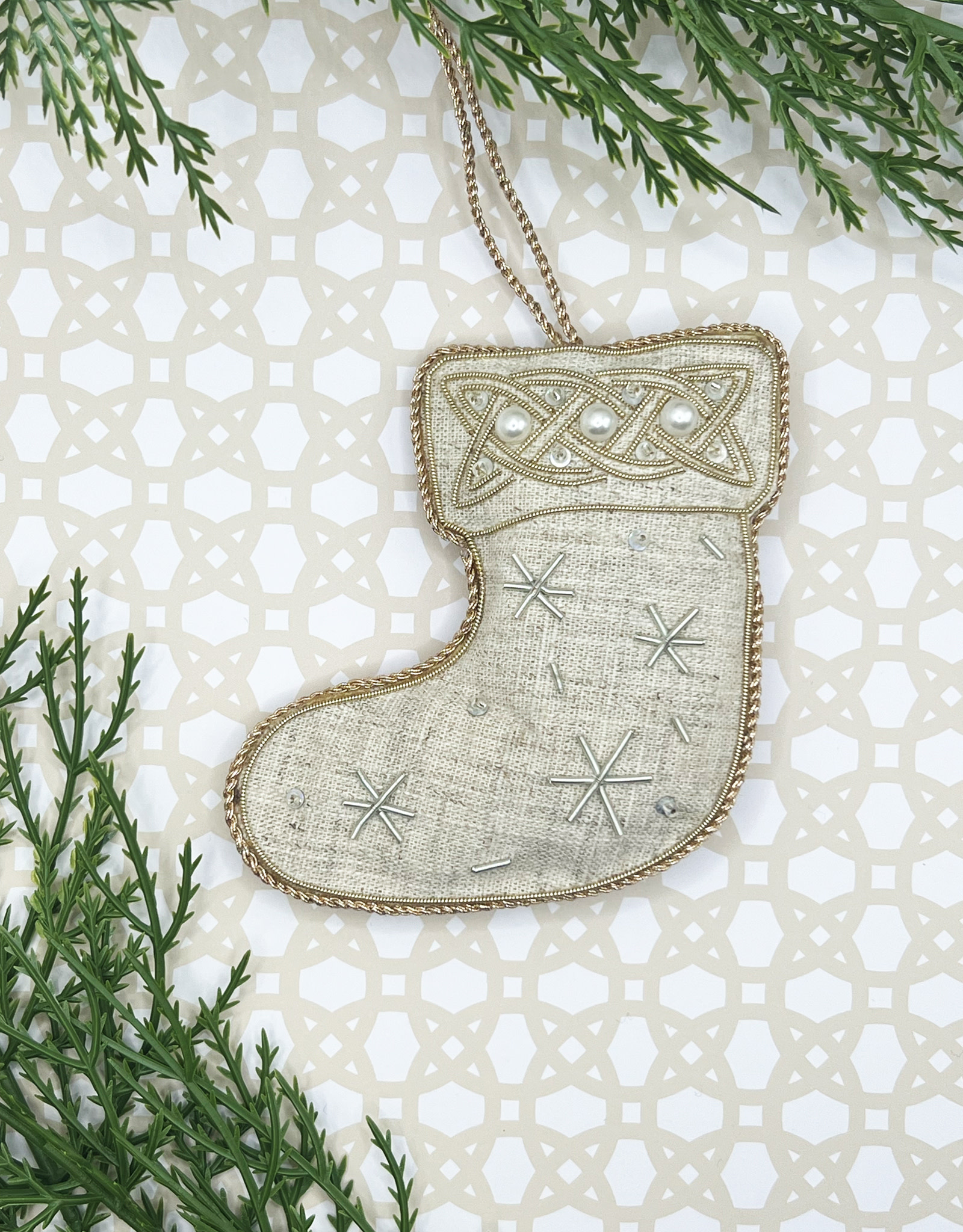 ORNAMENTS IRISH LINEN ORNAMENT - Celtic Stocking