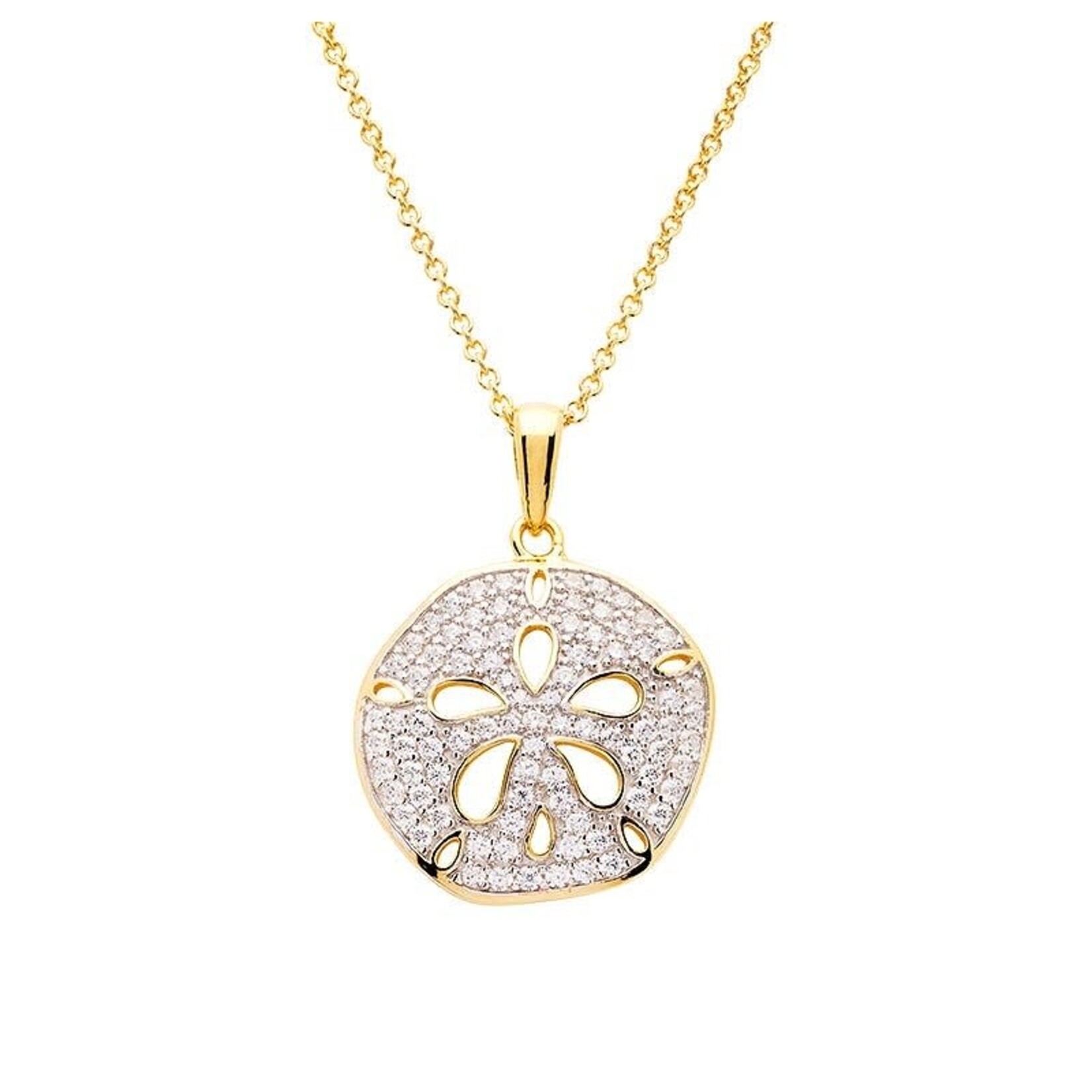 PENDANTS & NECKLACES OCEAN 14K GOLD VERMEIL SAND DOLLAR PENDANT