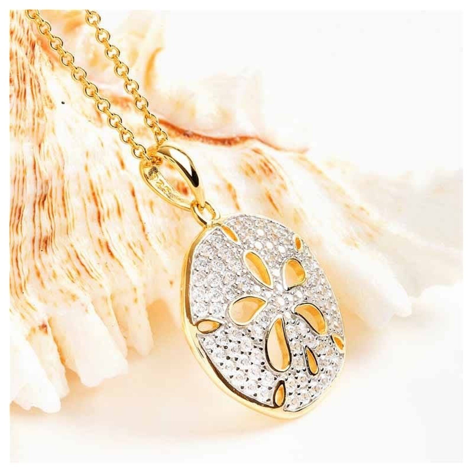 PENDANTS & NECKLACES OCEAN 14K GOLD VERMEIL SAND DOLLAR PENDANT