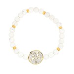 BRACELETS & BANGLES OCEAN 14K GOLD VERMEIL SAND DOLLAR WHT AGATE STRETCHY BRACELET