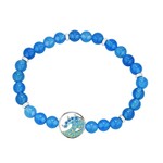 BRACELETS & BANGLES OCEAN STERLING WAVE BLUE AGATE STRETCHY BRACELET