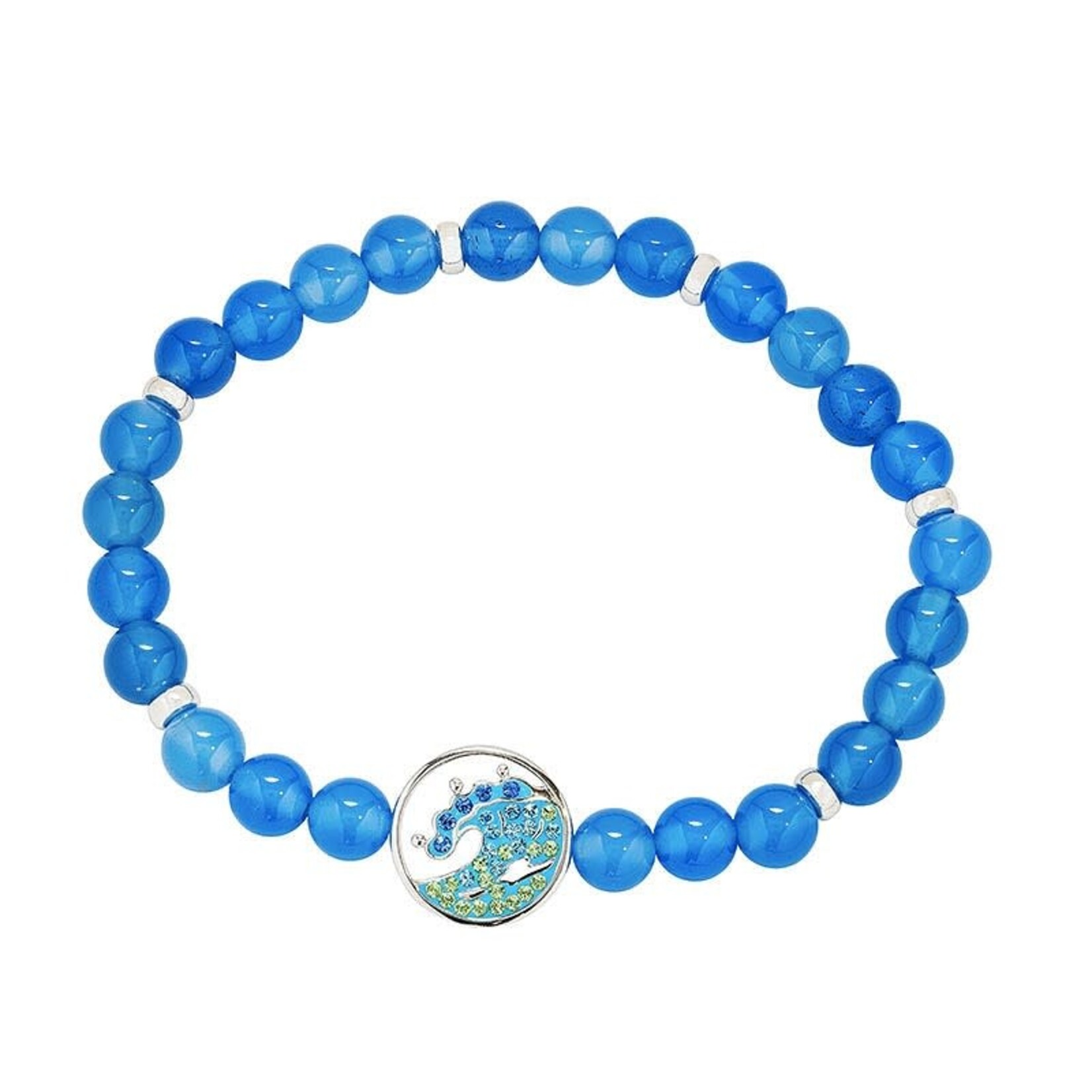 BRACELETS & BANGLES OCEAN STERLING WAVE BLUE AGATE STRETCHY BRACELET
