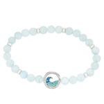 BRACELETS & BANGLES OCEAN STERLING WAVE AQUA STRETCHY BRACELET