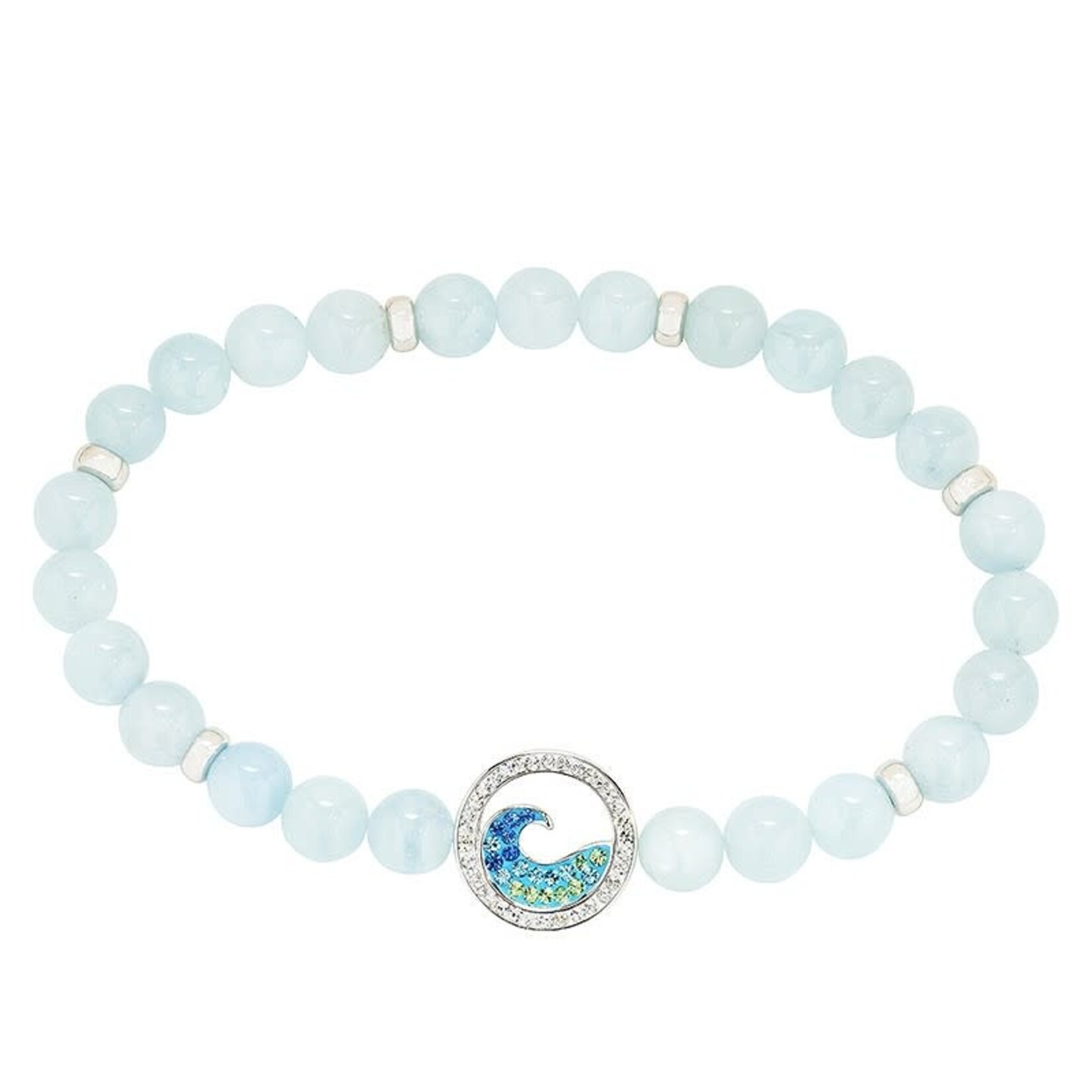 BRACELETS & BANGLES OCEAN STERLING WAVE AQUA STRETCHY BRACELET