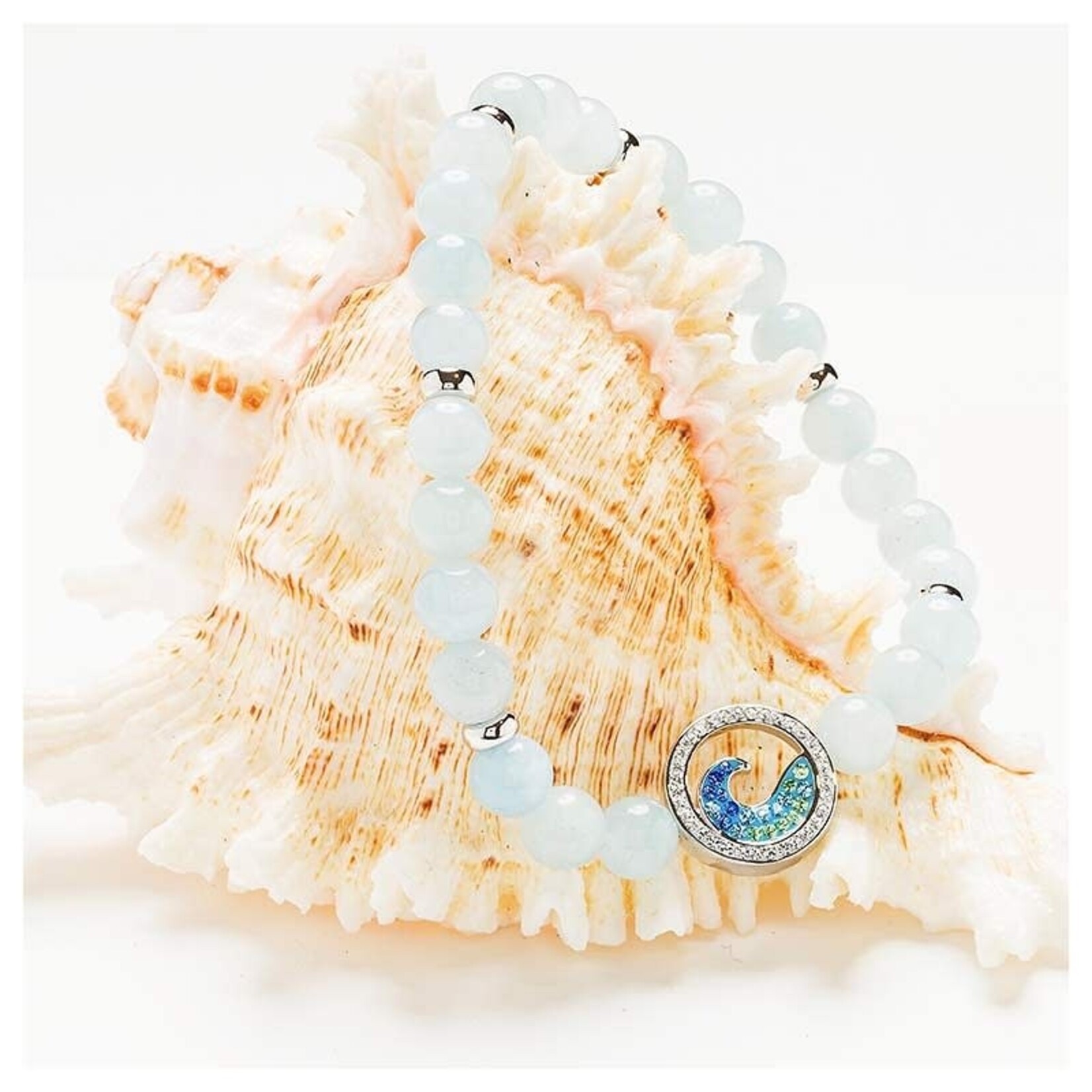 BRACELETS & BANGLES OCEAN STERLING WAVE AQUA STRETCHY BRACELET