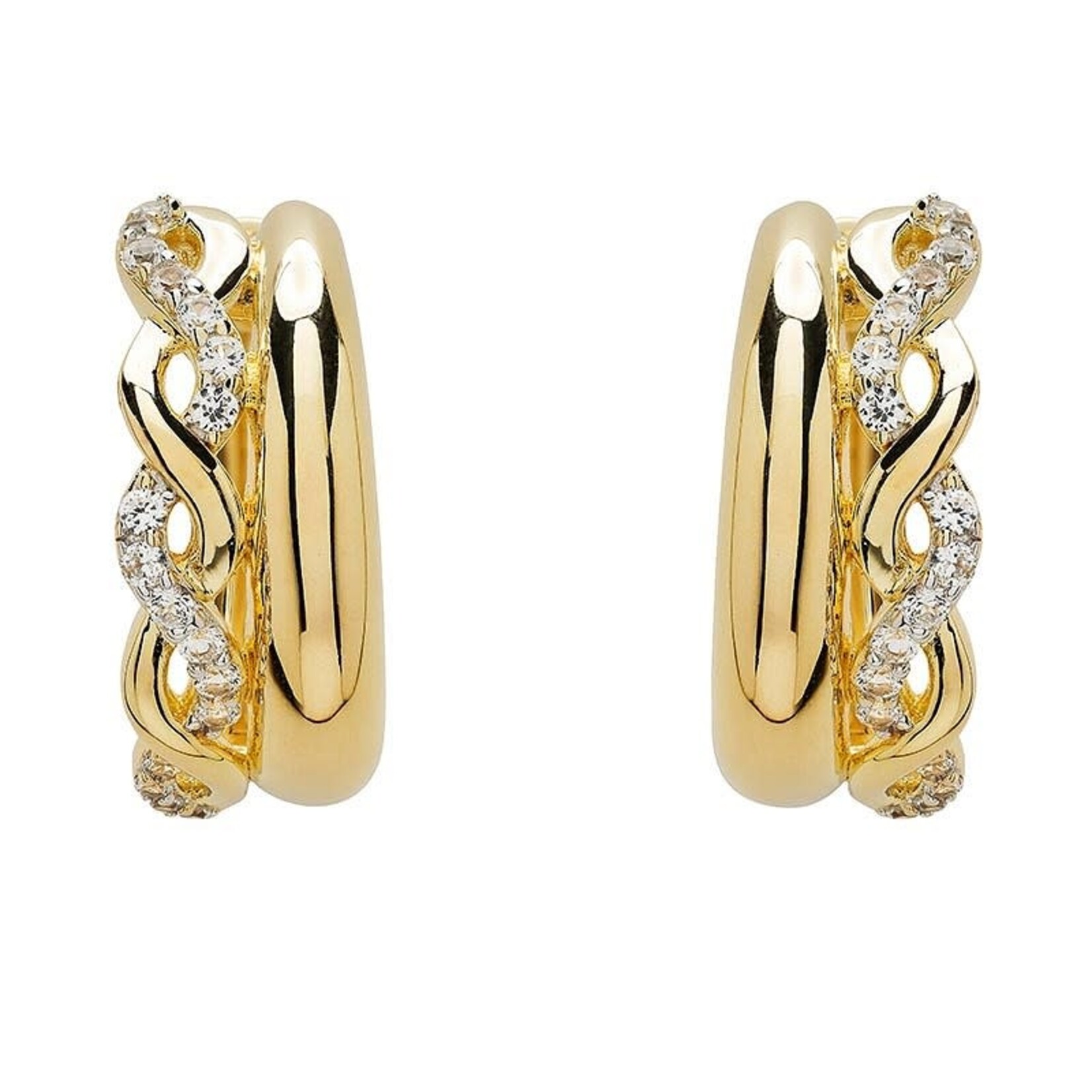 EARRINGS SHANORE 14K GOLD VERMEIL CELTIC EARRINGS w LAB WHT SAPPHIRE