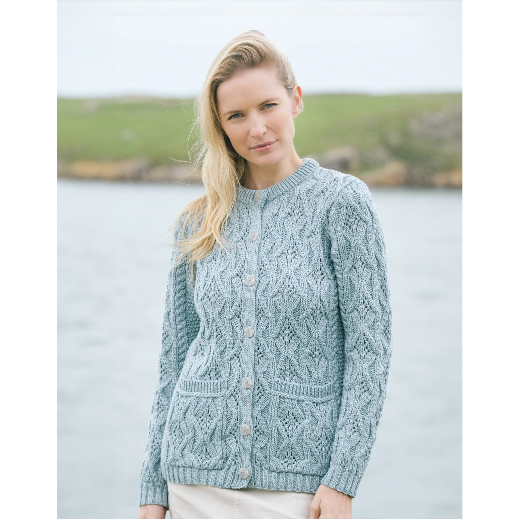 SWEATERS KILLINEY LACE STYLE LUMBAR CARDIGAN - Mermaid
