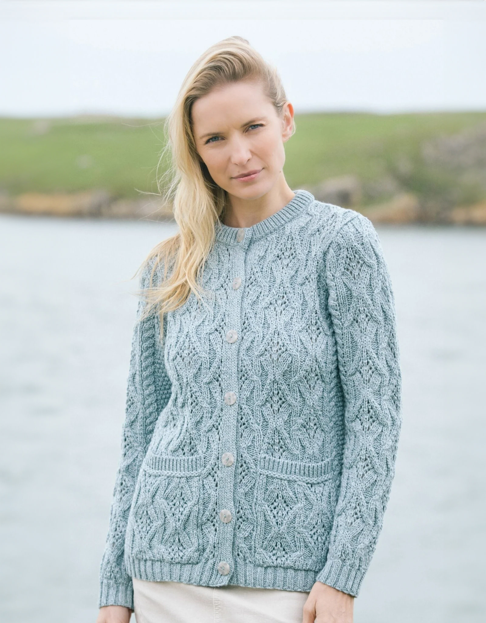 SWEATERS KILLINEY LACE STYLE LUMBAR CARDIGAN - Mermaid