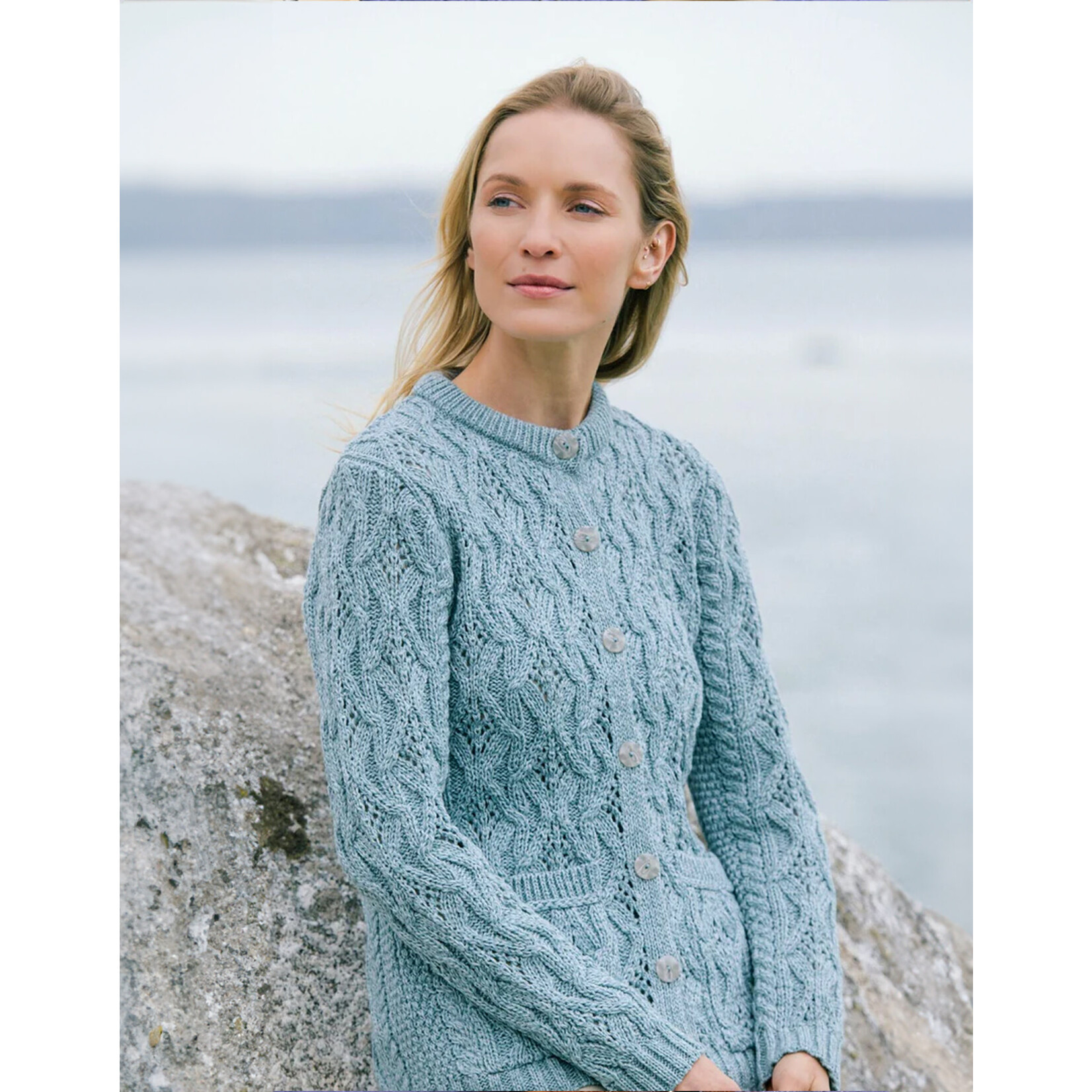 SWEATERS KILLINEY LACE STYLE LUMBAR CARDIGAN - Mermaid