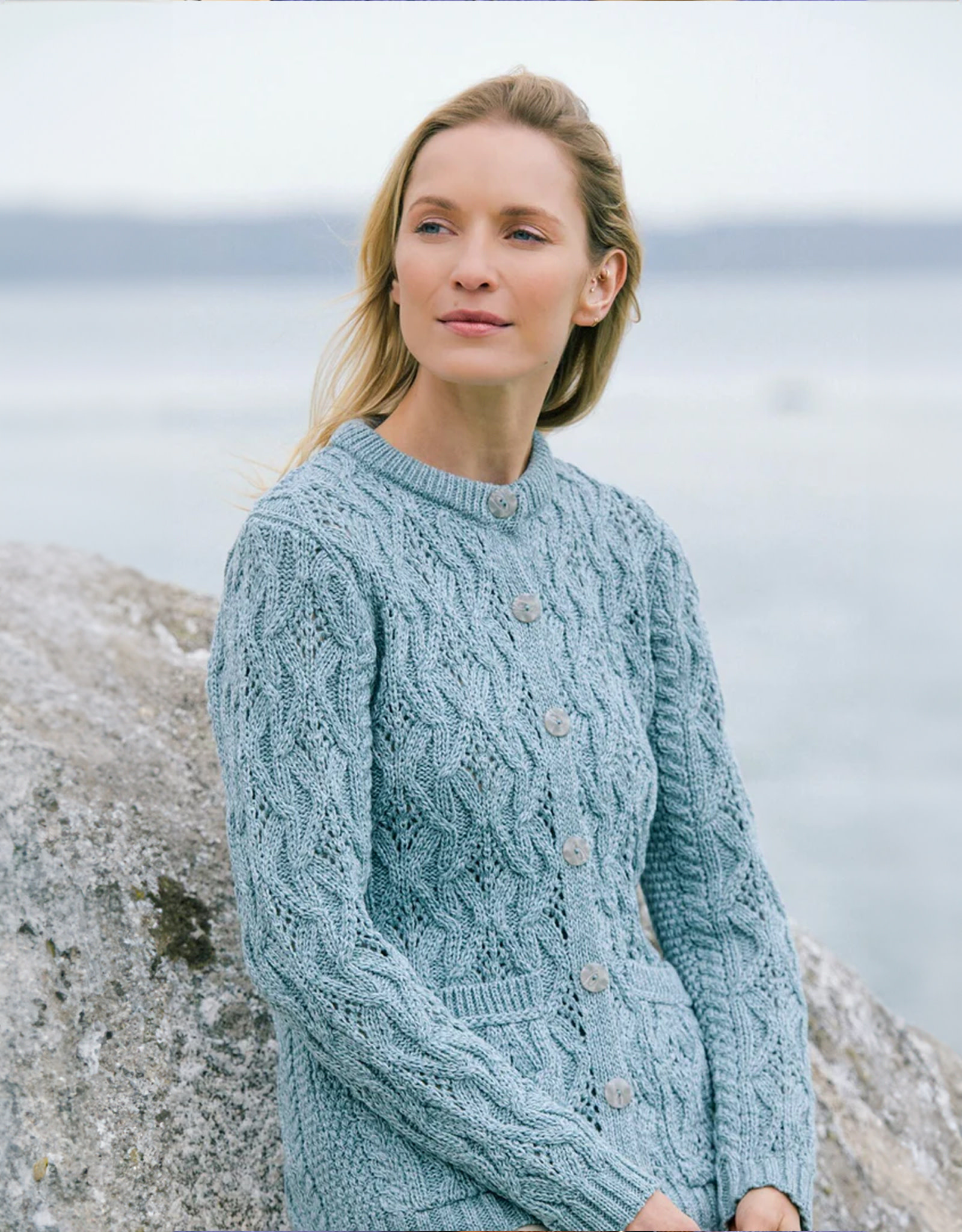 SWEATERS KILLINEY LACE STYLE LUMBAR CARDIGAN - Mermaid