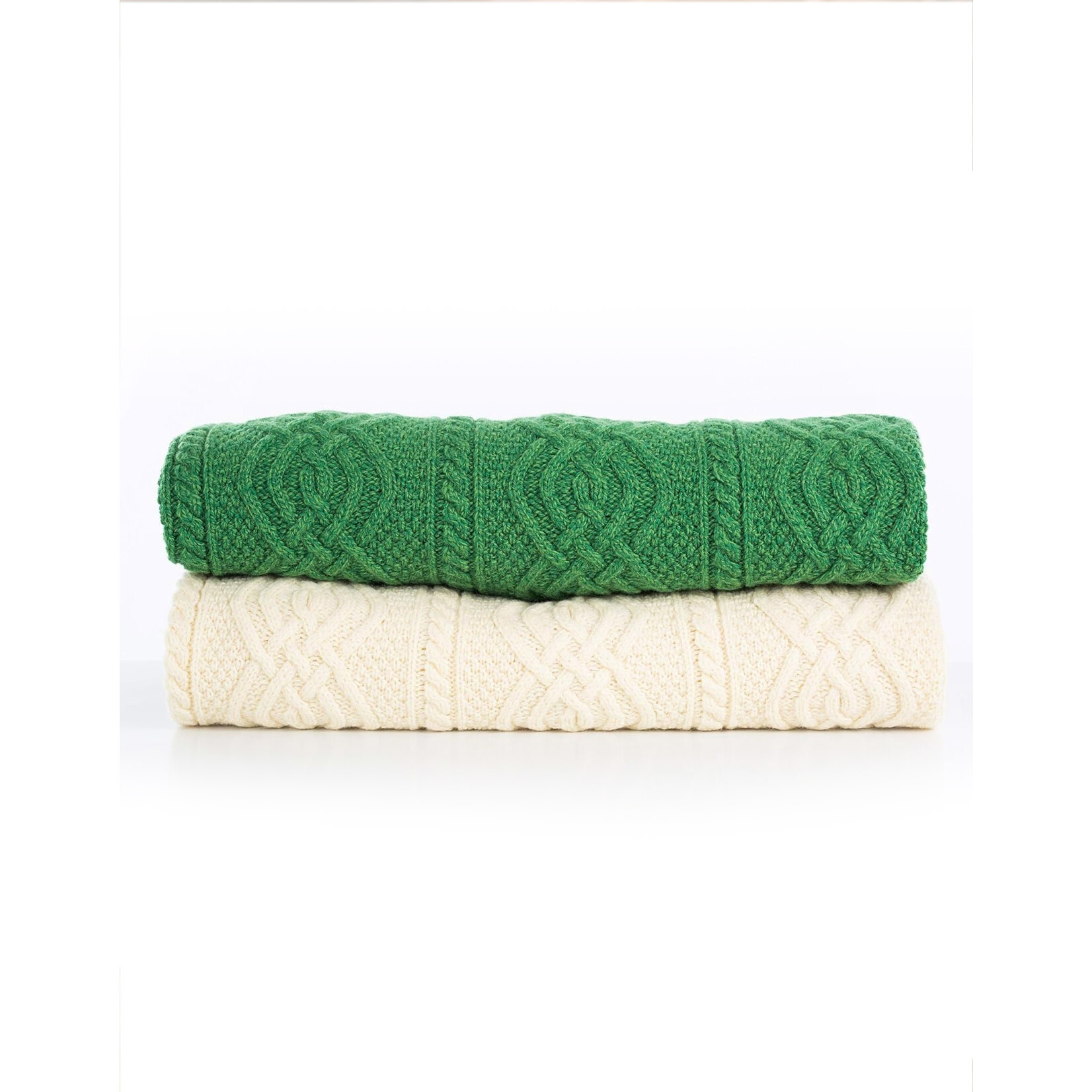 TAPESTRIES, THROWS, ETC. SAOL DARA MERINO WOOL ARAN KNIT THROW - Green