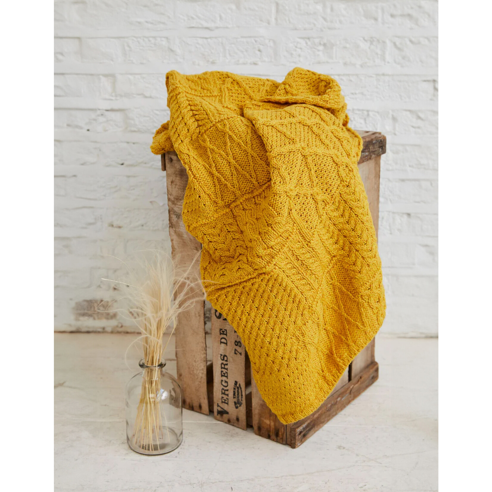 TAPESTRIES, THROWS, ETC. ARAN PATCHWORK THROW BLANKET - Yellow