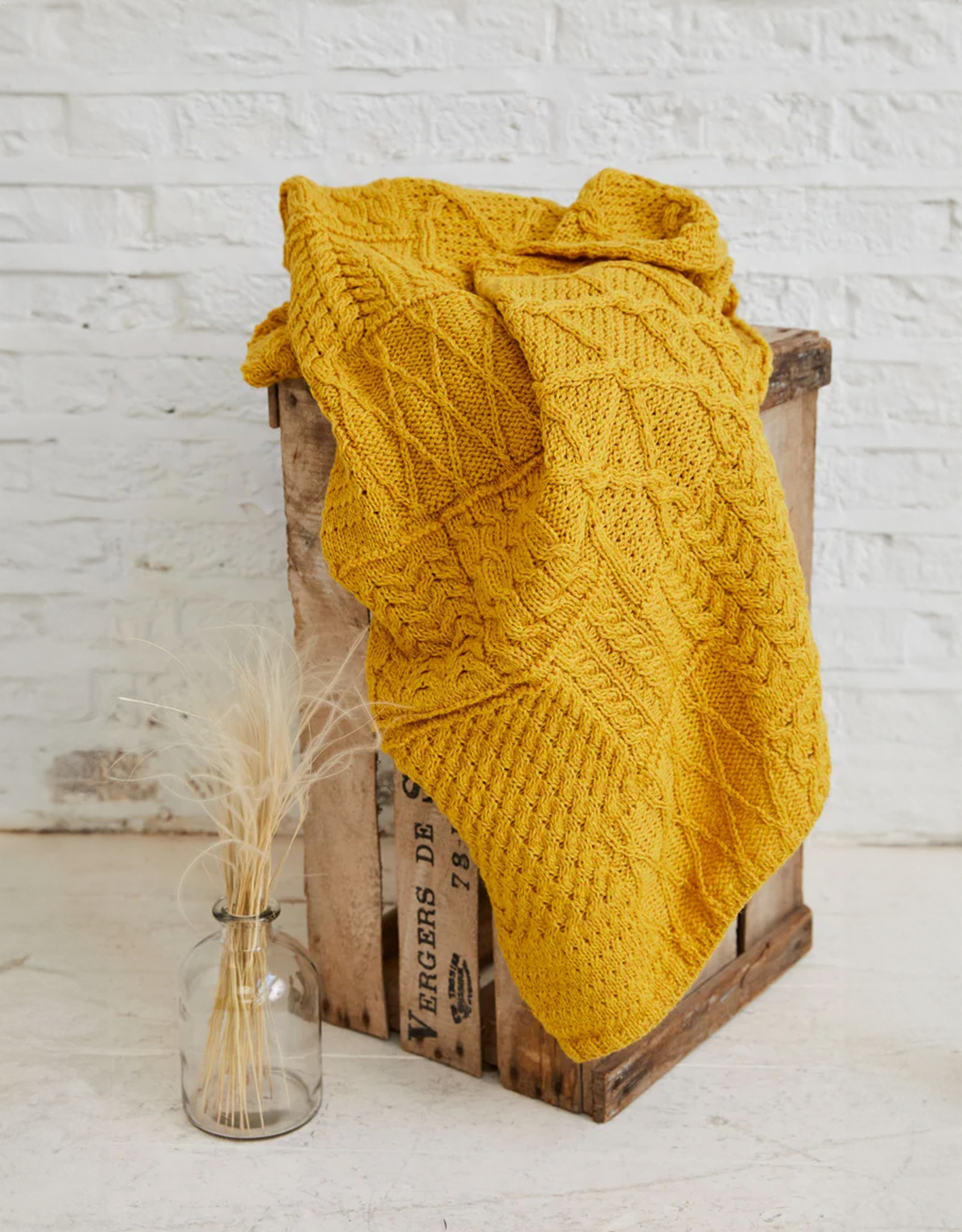 TAPESTRIES, THROWS, ETC. ARAN PATCHWORK THROW BLANKET - Yellow