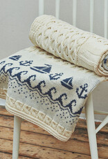 TAPESTRIES, THROWS, ETC. ARAN SAIL BOAT KNIT THROW BLANKET - Cream
