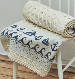 TAPESTRIES, THROWS, ETC. ARAN SAIL BOAT KNIT THROW BLANKET - Cream