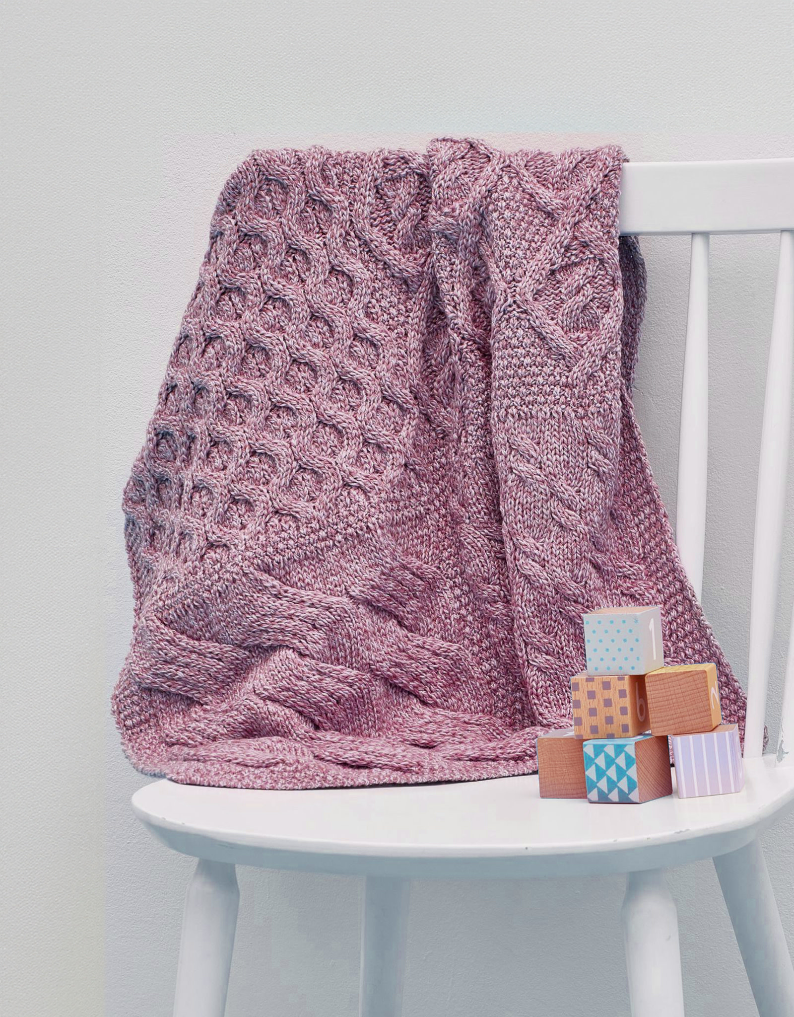 BABY BLANKETS ARAN BABY PATCHWORK BLANKET - Pink