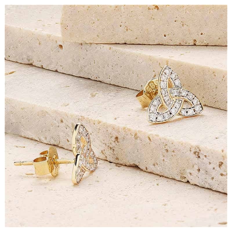 EARRINGS SHANORE 14K GOLD TRINITY EARRINGS w LAB GROWN DIAMONDS