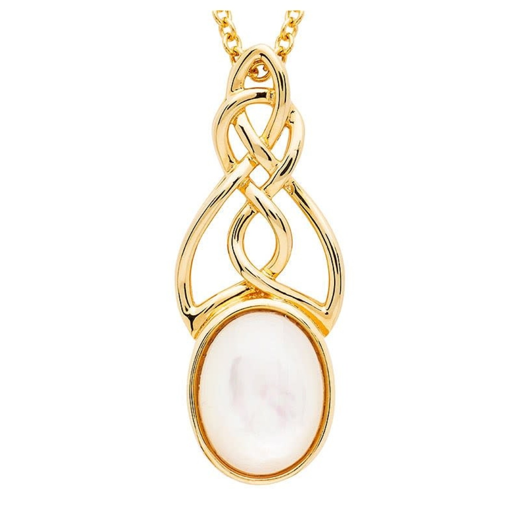 PENDANTS & NECKLACES SHANORE 14K GOLD VERMEIL CELTIC PENDANT w/ Mother of Pearl