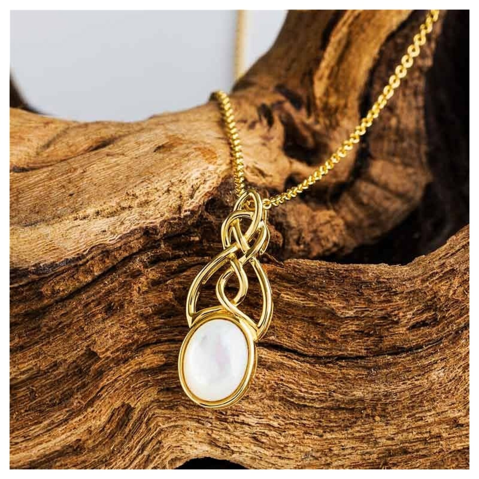 PENDANTS & NECKLACES SHANORE 14K GOLD VERMEIL CELTIC PENDANT w/ Mother of Pearl