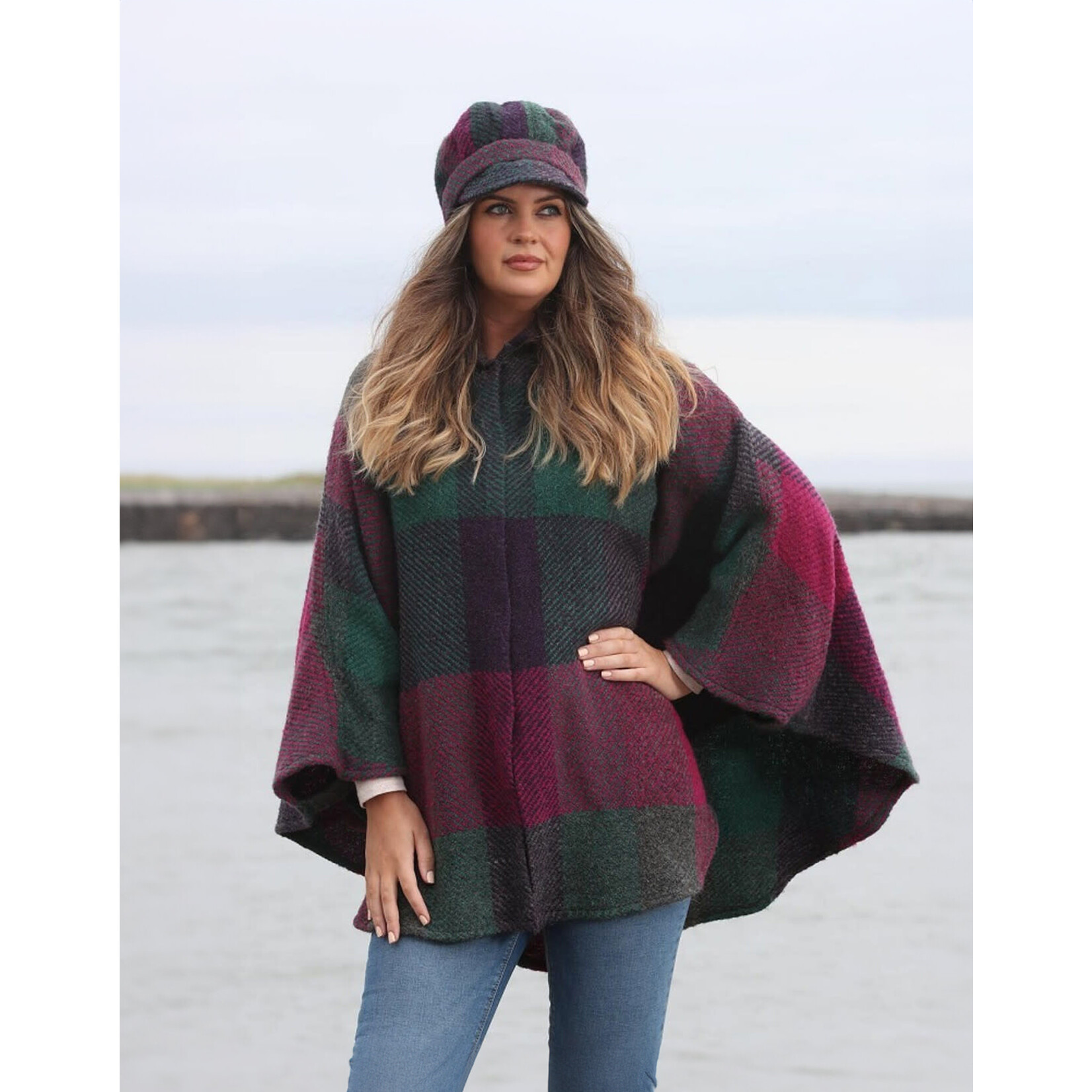 CAPES & RUANAS BRANIGAN WEAVERS RACHEL CAPE - Kildare Multi Mulberry