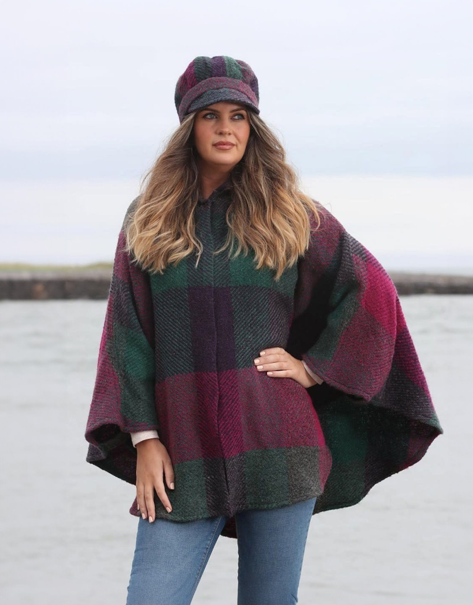 CAPES & RUANAS BRANIGAN WEAVERS RACHEL CAPE - Kildare Multi Mulberry