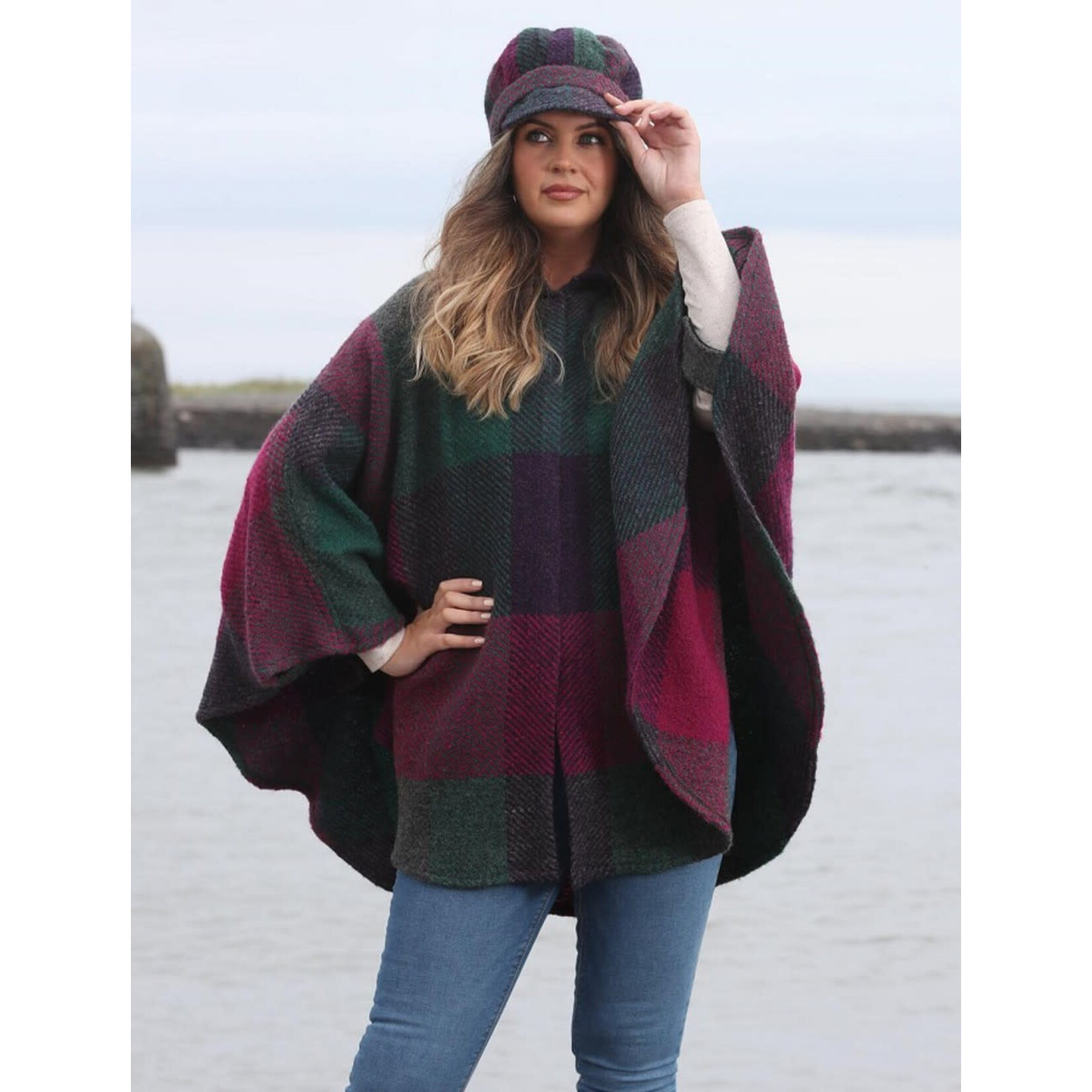 CAPES & RUANAS BRANIGAN WEAVERS RACHEL CAPE - Kildare Multi Mulberry