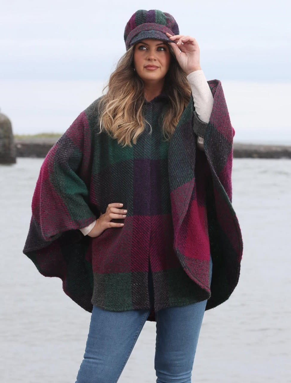 CAPES & RUANAS BRANIGAN WEAVERS RACHEL CAPE - Kildare Multi Mulberry
