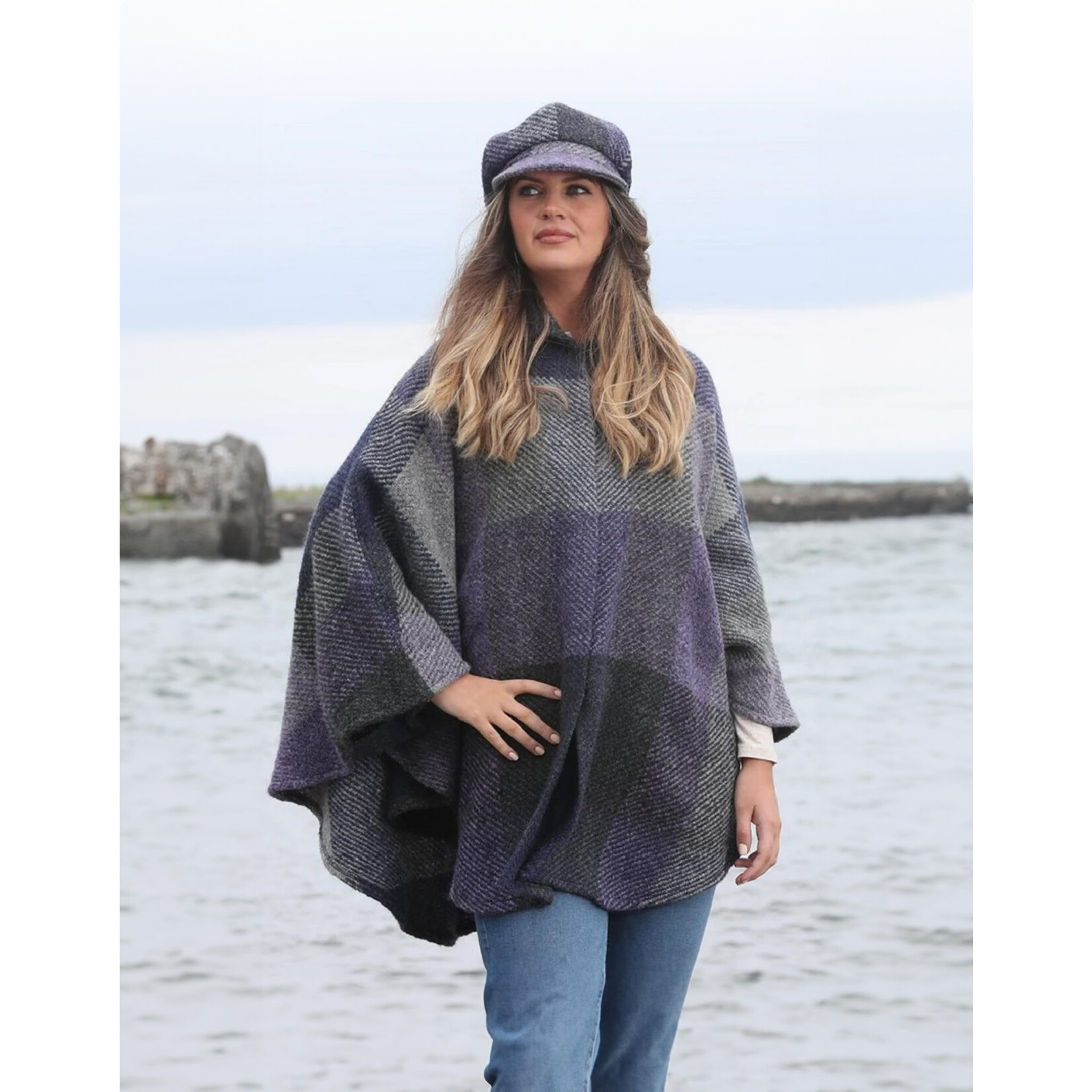 CAPES & RUANAS BRANIGAN WEAVERS RACHEL CAPE - Kildare Multi Indigo