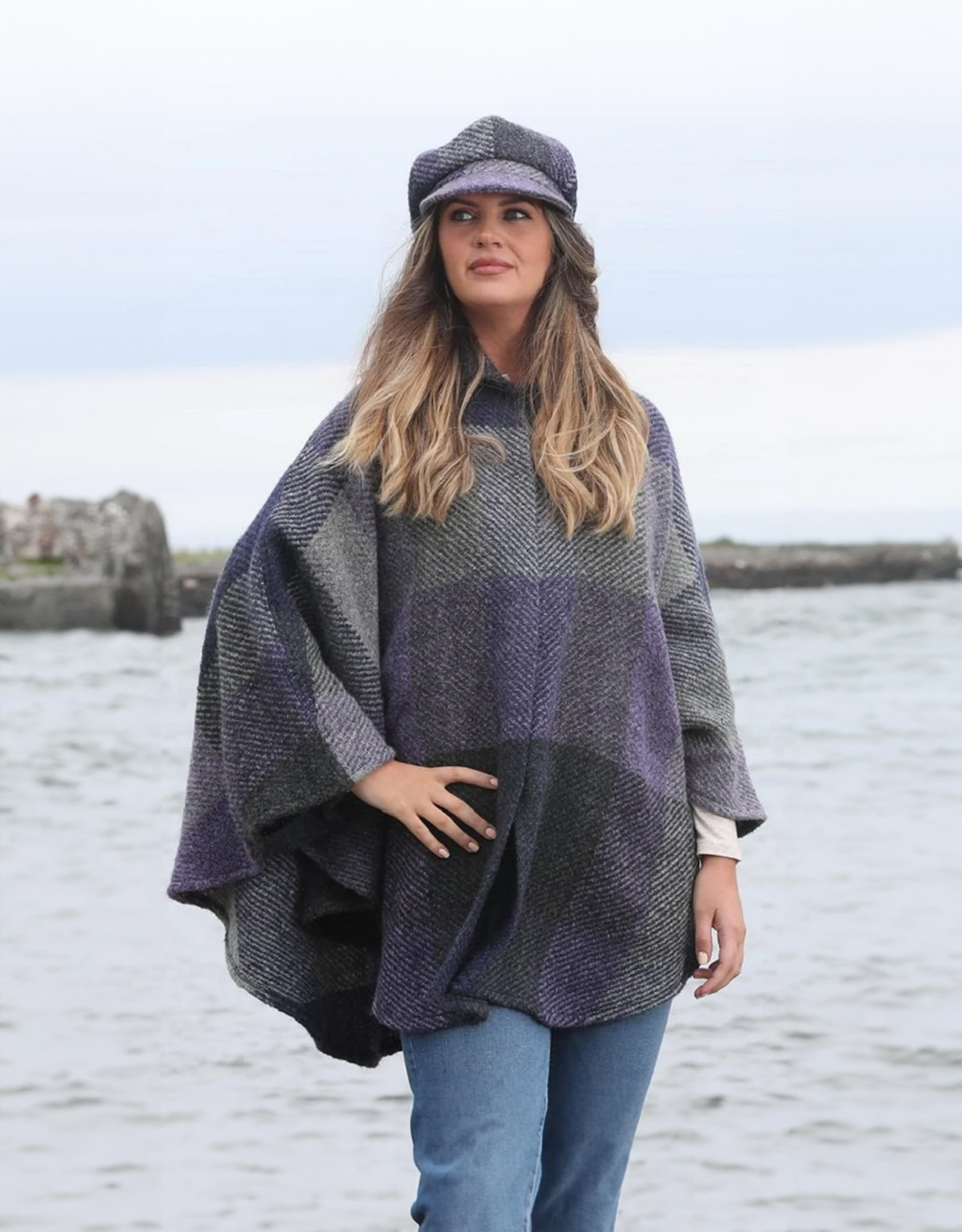 CAPES & RUANAS BRANIGAN WEAVERS RACHEL CAPE - Kildare Multi Indigo