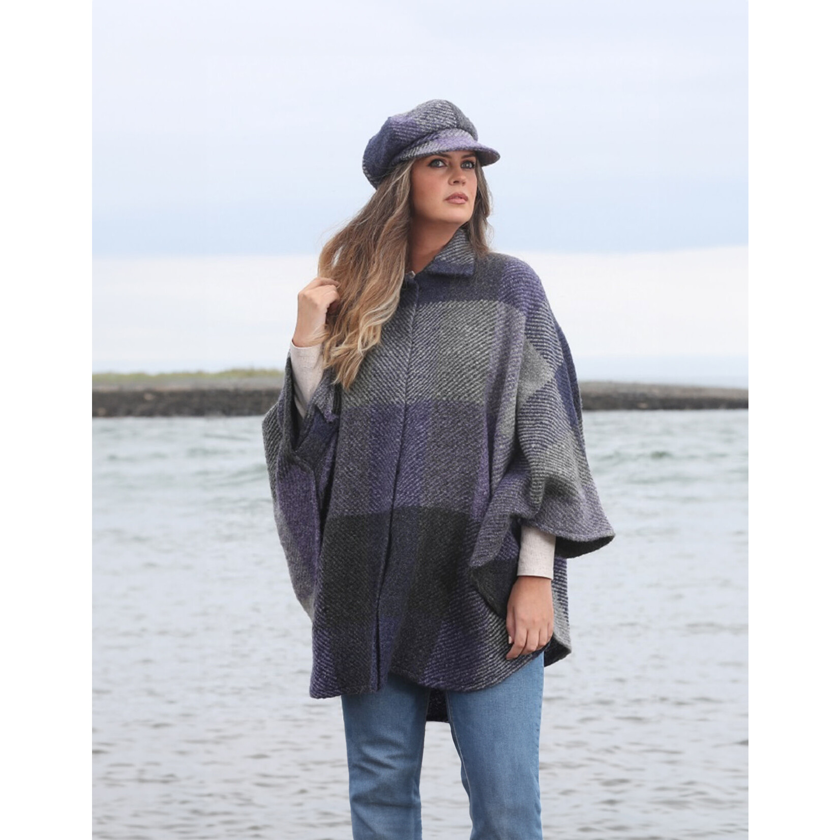 CAPES & RUANAS BRANIGAN WEAVERS RACHEL CAPE - Kildare Multi Indigo