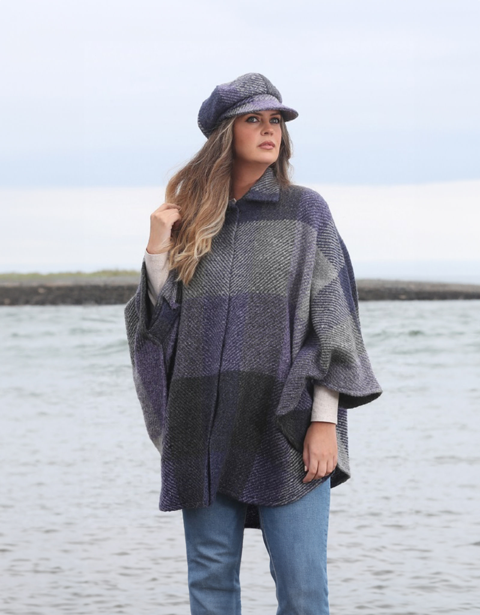 CAPES & RUANAS BRANIGAN WEAVERS RACHEL CAPE - Kildare Multi Indigo