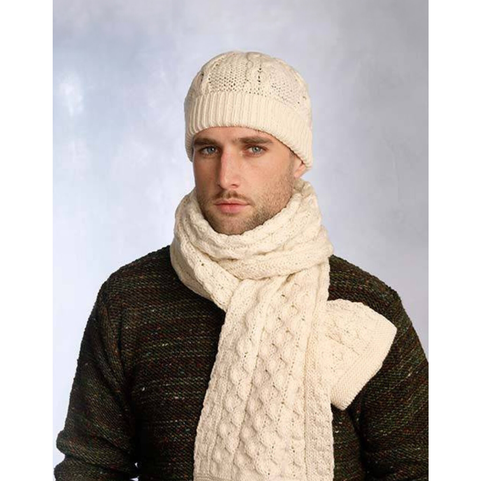 ACCESSORIES IRISH KNIT MERINO WOOL HAT - Natural