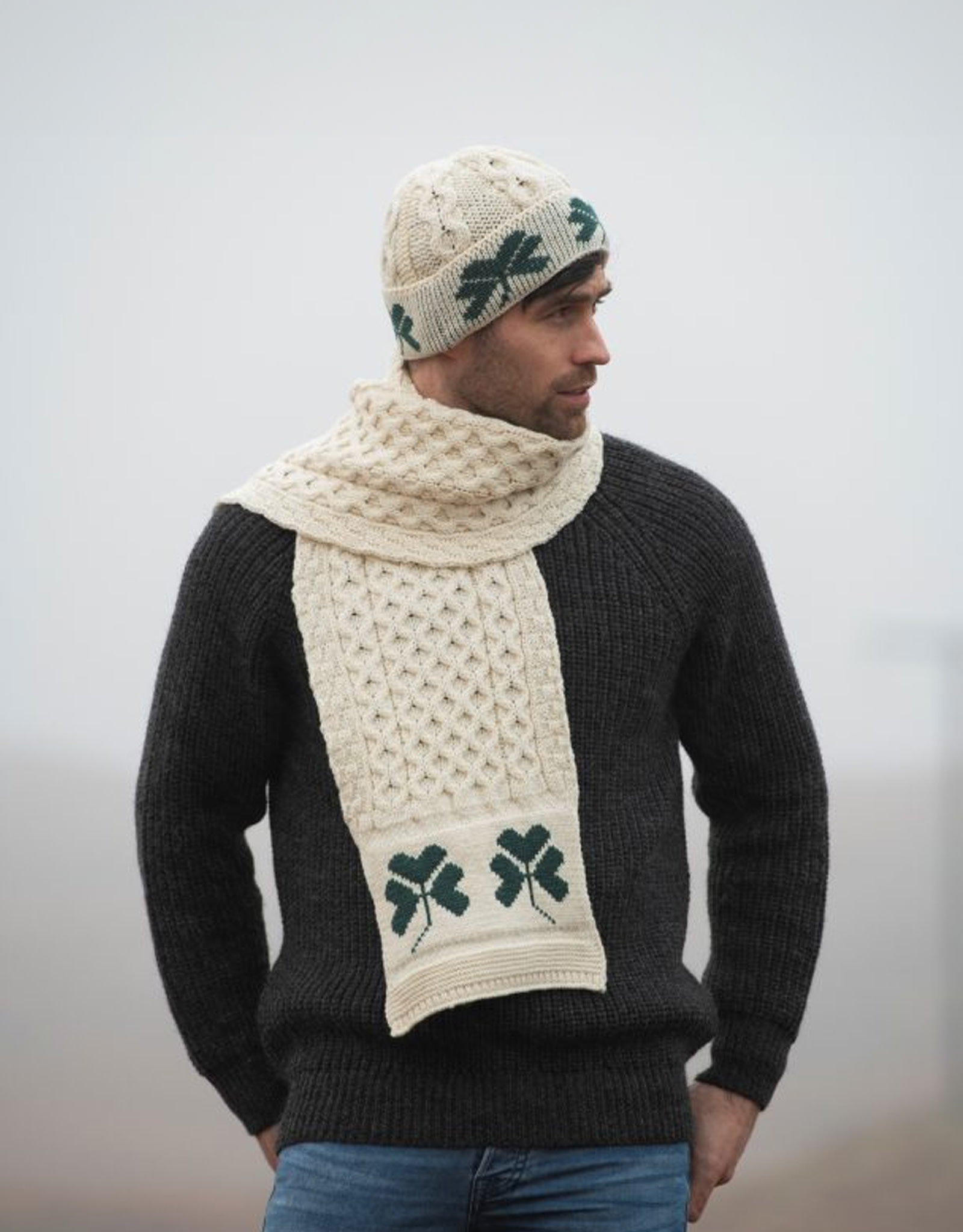 ACCESSORIES IRISH KNIT MERINO WOOL HAT - Shamrock