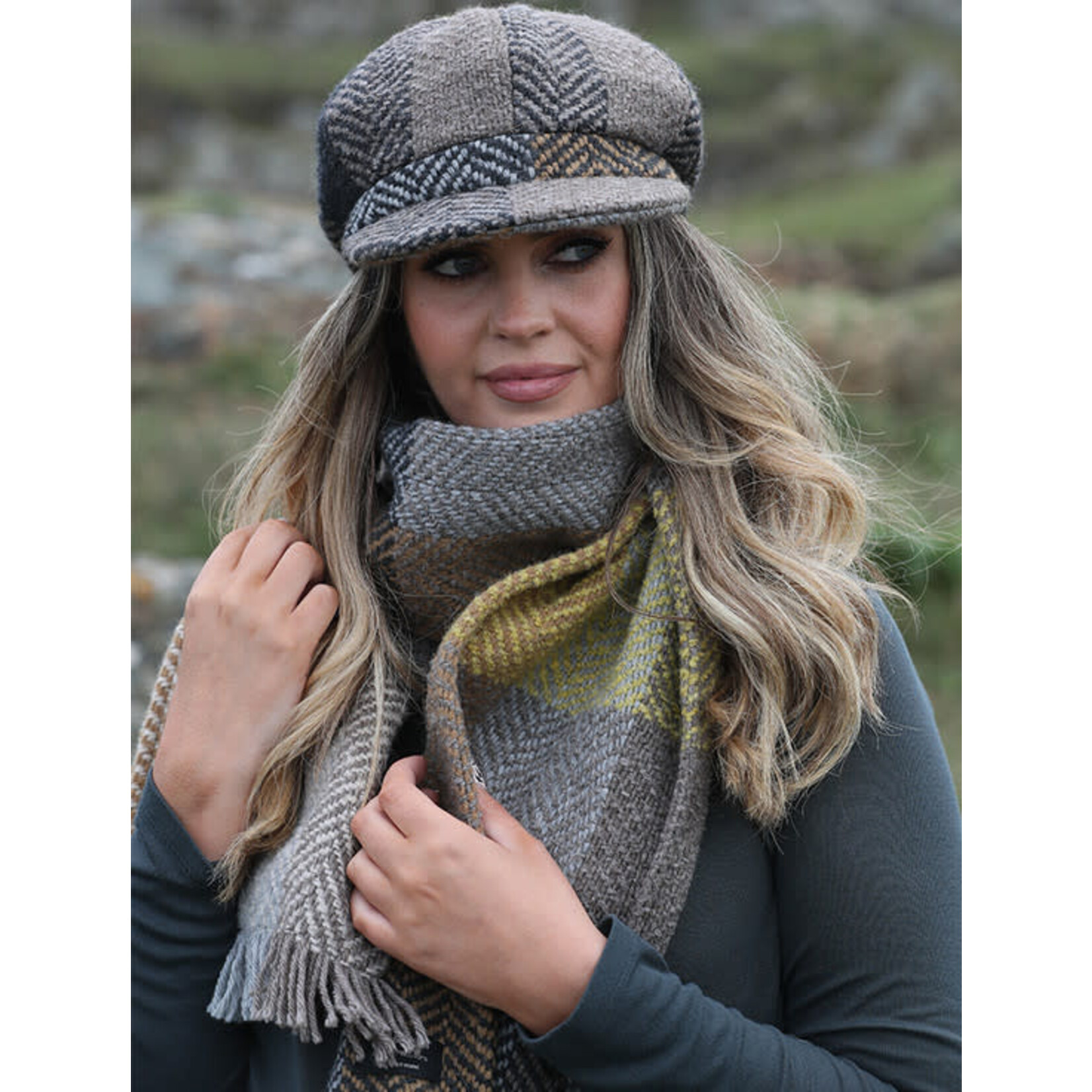 ACCESSORIES BRANIGAN WEAVERS SCARF - Donegal Mustard Grey
