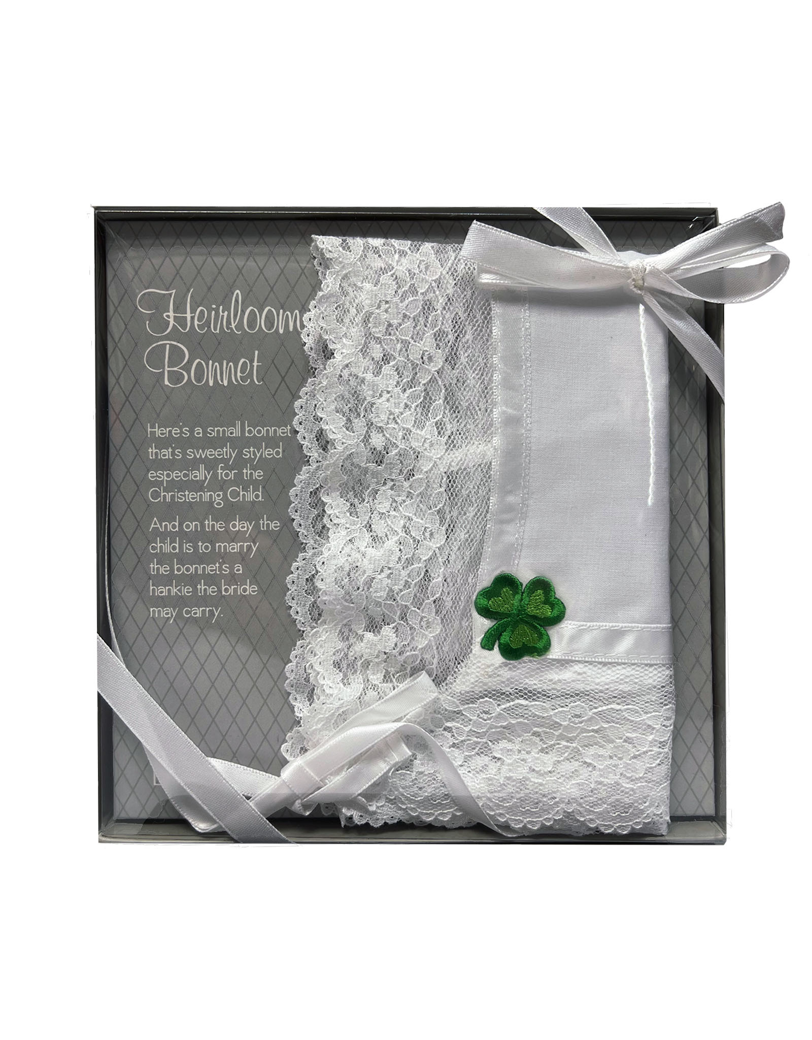 BABY RELIGIOUS SHAMROCK HEIRLOOM BONNET