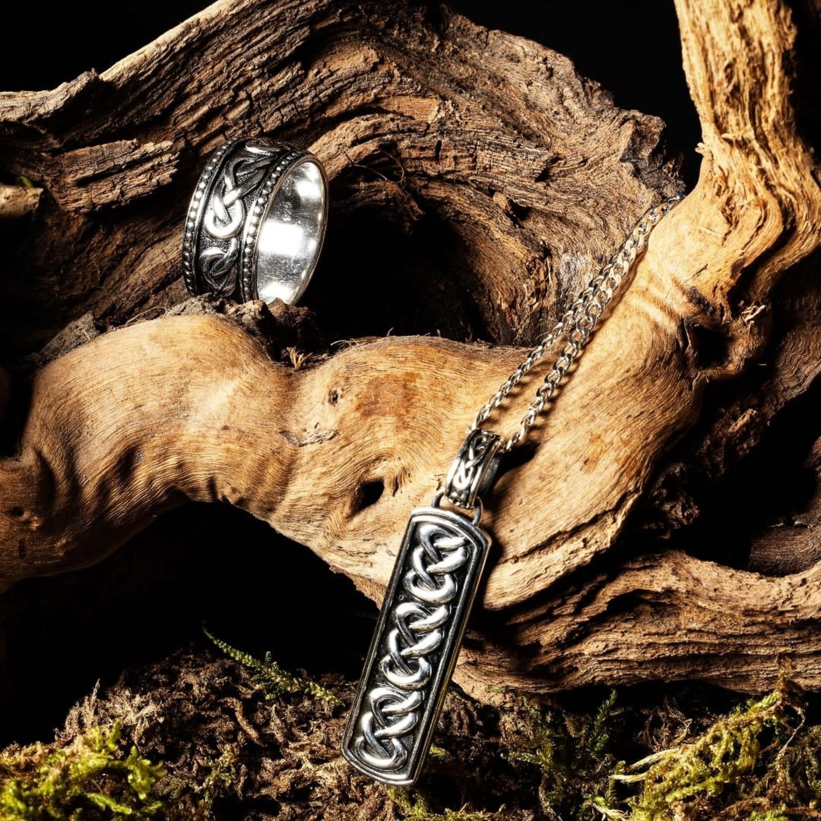 RINGS SHANORE STERLING GENTS CELTIC BAND - Earth Collection