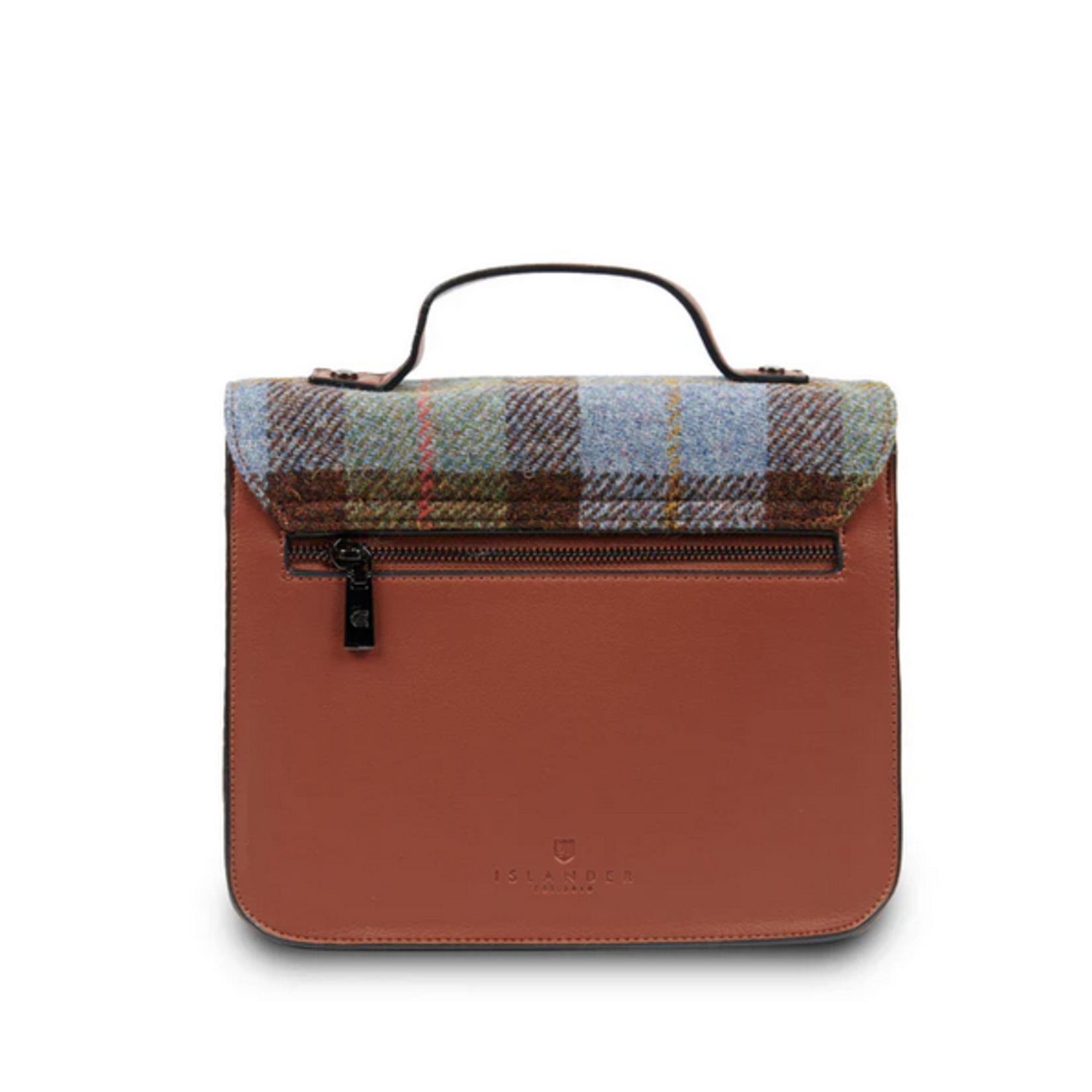 ACCESSORIES ISLANDER MEDIUM CALTON SATCHEL w HARRIS TWEED Chestnut and Blue Tartan