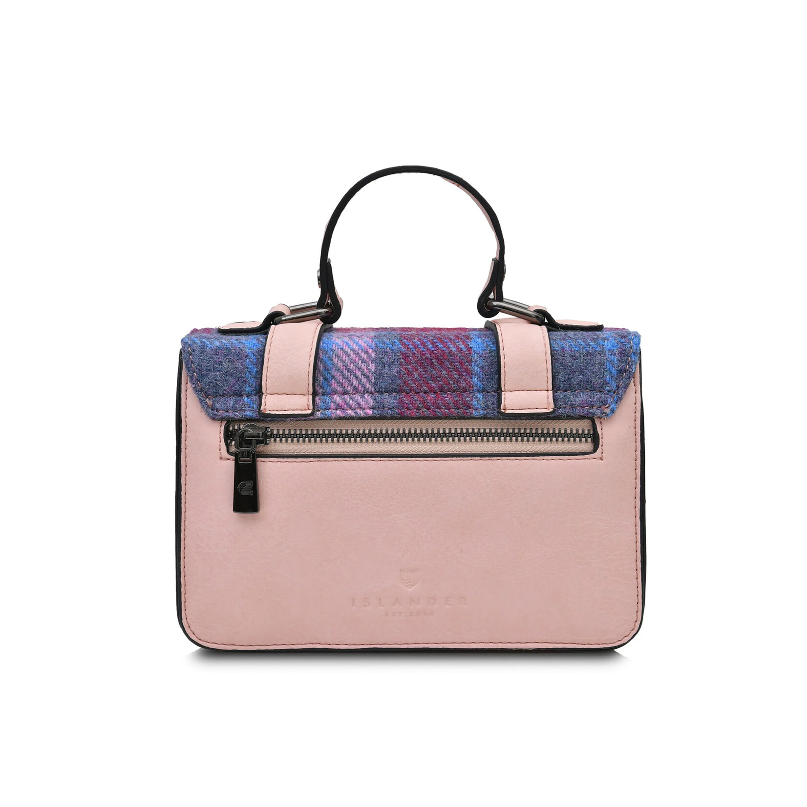 ACCESSORIES ISLANDER MINI SATCHEL w HARRIS TWEED Pink & Blue Tartan