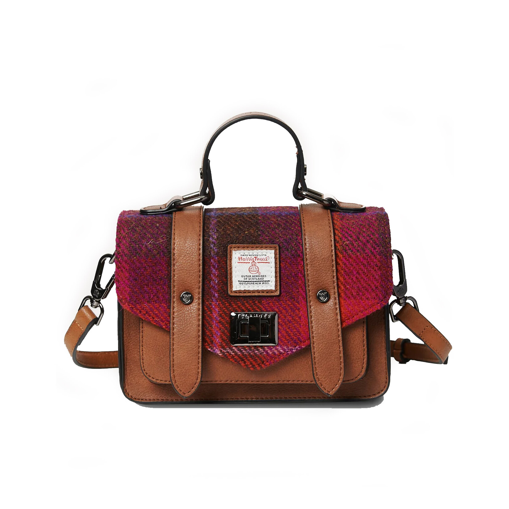 ACCESSORIES ISLANDER MINI SATCHEL w HARRIS TWEED Fuchsia Tartan