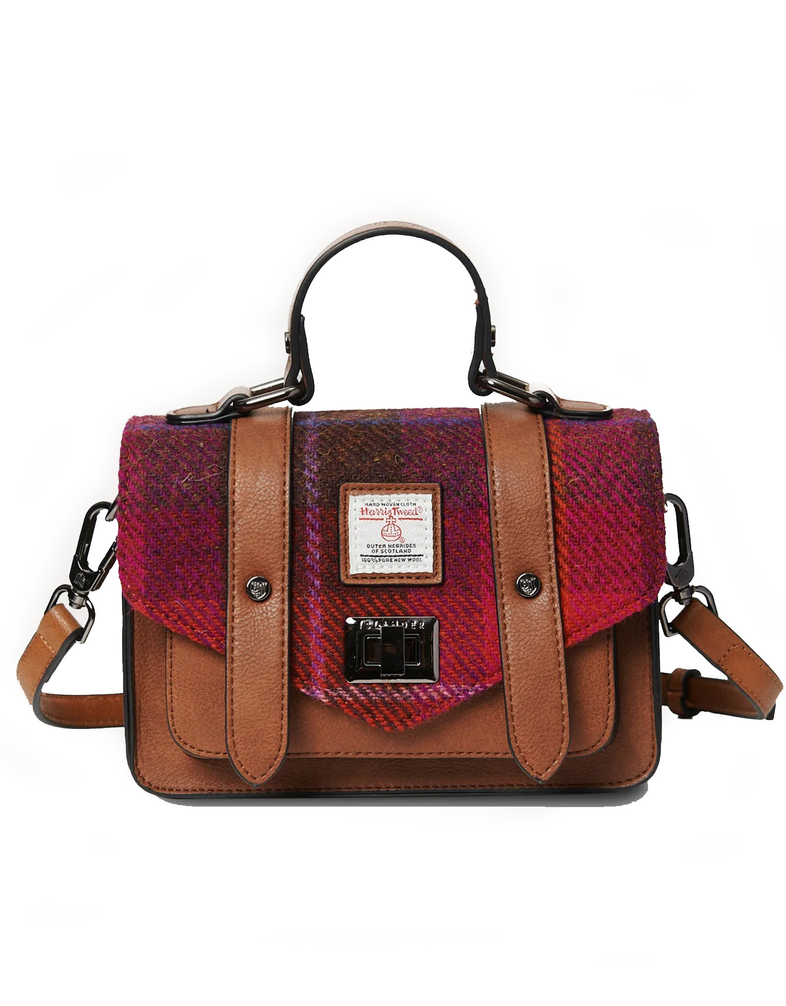 ACCESSORIES ISLANDER MINI SATCHEL w HARRIS TWEED Fuchsia Tartan