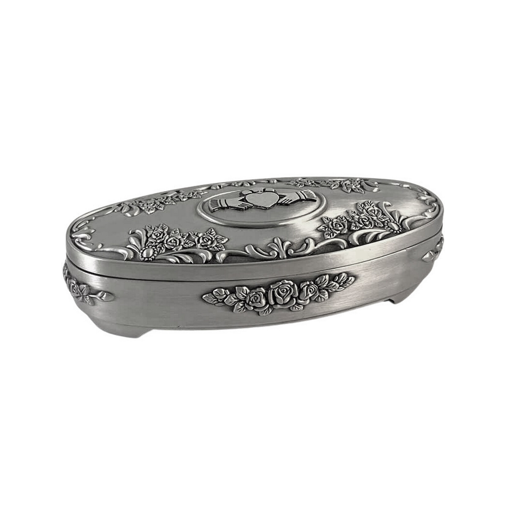 DECOR MULLINGAR PEWTER CLADDAGH OVAL JEWELRY BOX - Roses