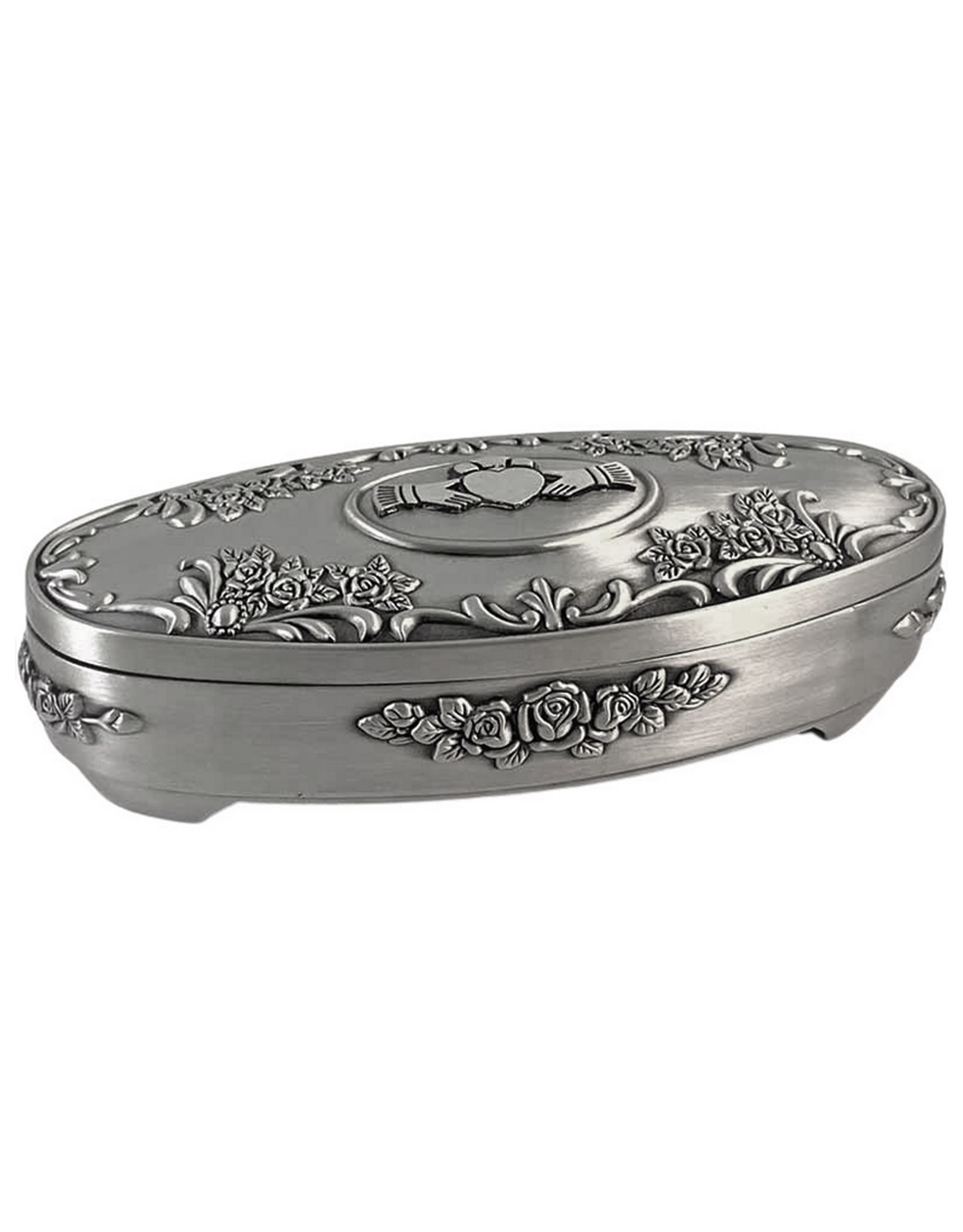 DECOR MULLINGAR PEWTER CLADDAGH OVAL JEWELRY BOX - Roses