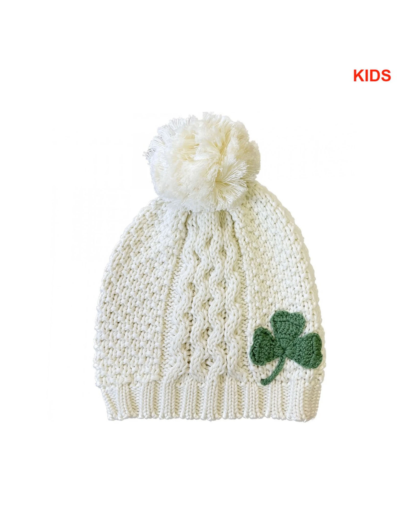 CAPS & HATS PATRICK FRANCIS KIDS KNIT HAT w POM-POM & SHAMROCK