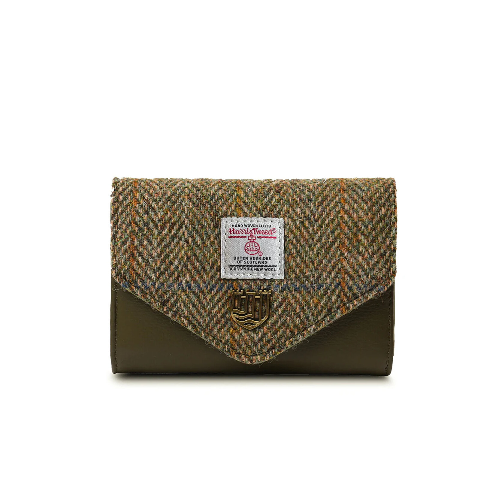 ACCESSORIES ISLANDER SML CLASP PURSE WALLET w HARRIS TWEED Chestnut Herringbone