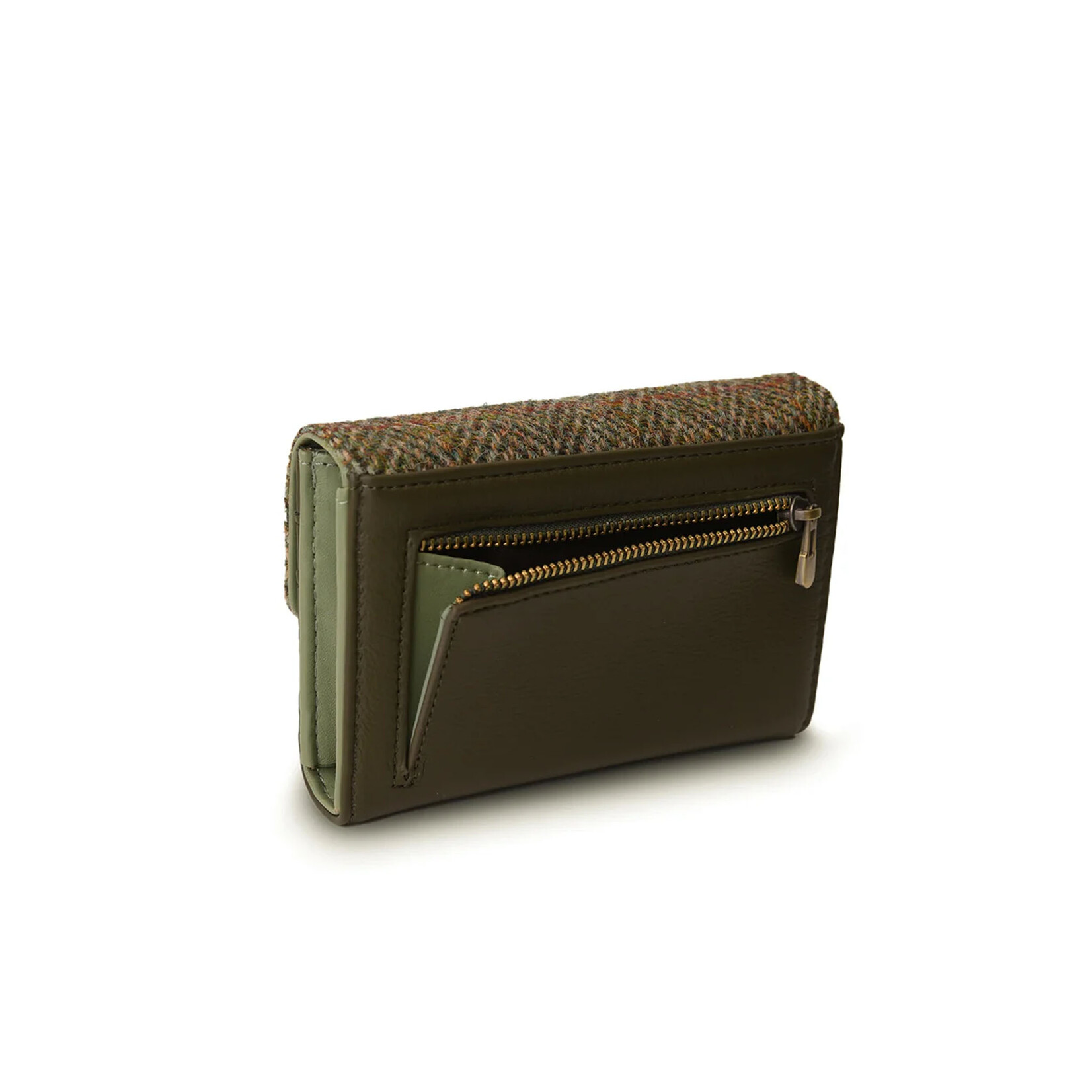 ACCESSORIES ISLANDER SML CLASP PURSE WALLET w HARRIS TWEED Chestnut Herringbone